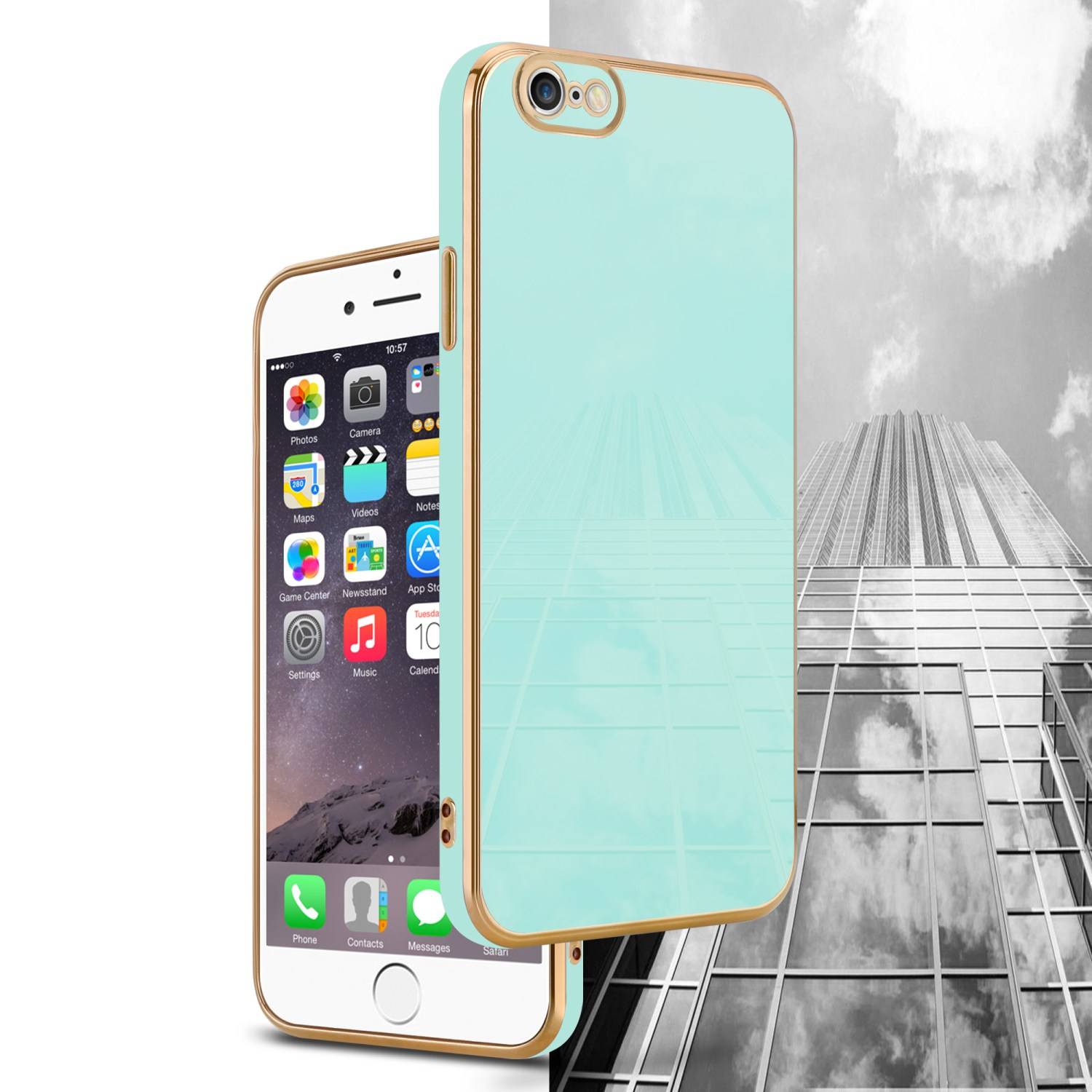 Cadorabo Schutzhülle für Apple iPhone 6 PLUS / 6S PLUS Hülle in Grün Handyhülle TPU Silikon Kameraschutz Etui Case