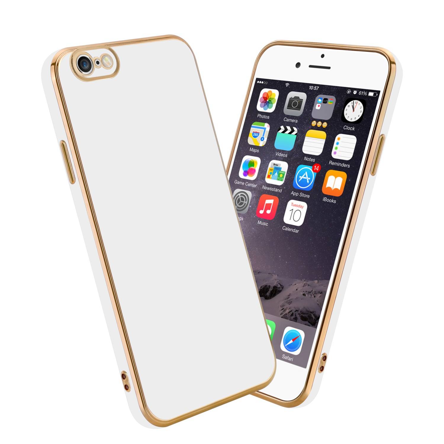 Cadorabo Schutzhülle für Apple iPhone 6 PLUS / 6S PLUS Hülle in Weiß Handyhülle TPU Silikon Kameraschutz Etui Case