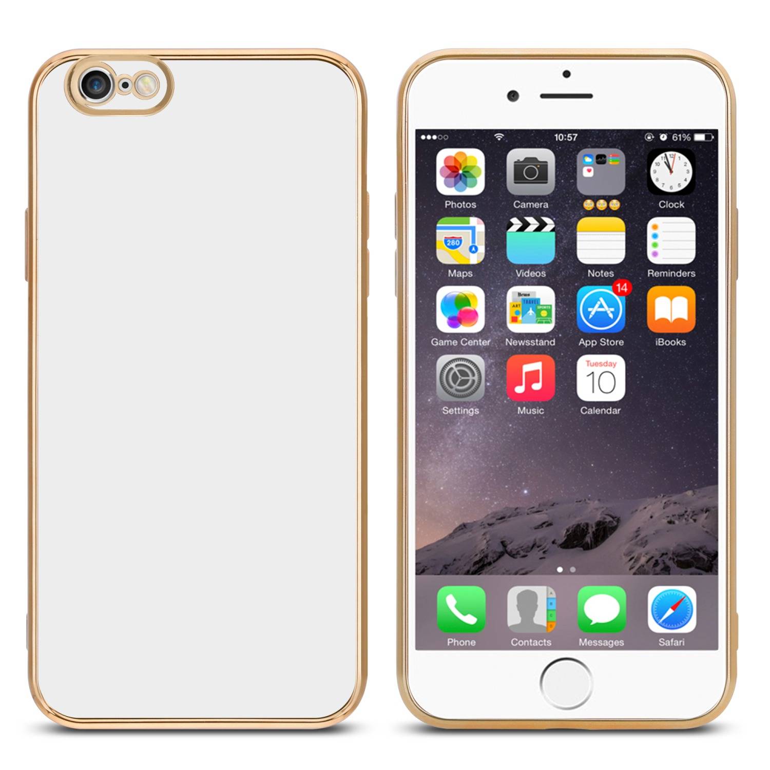 Cadorabo Schutzhülle für Apple iPhone 6 PLUS / 6S PLUS Hülle in Weiß Handyhülle TPU Silikon Kameraschutz Etui Case