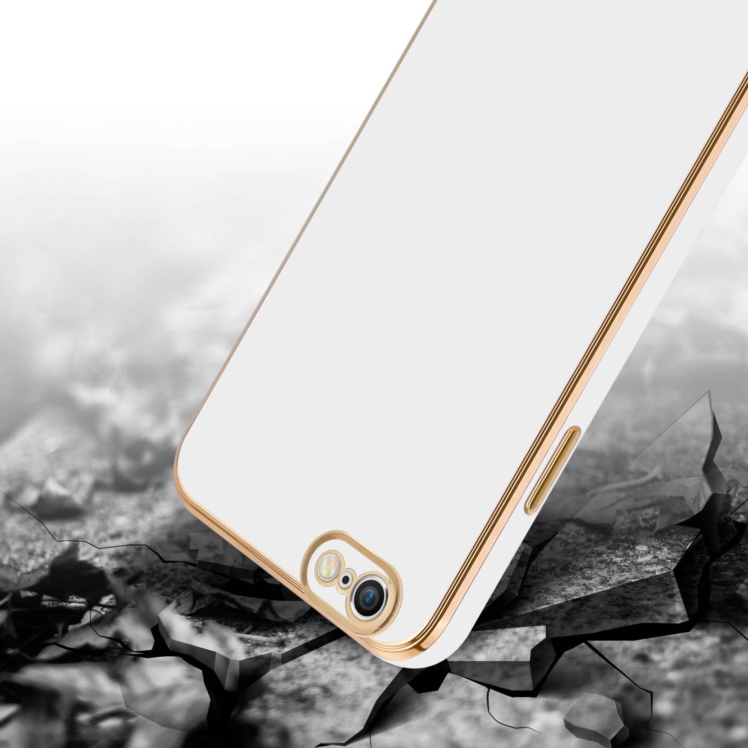 Cadorabo Schutzhülle für Apple iPhone 6 PLUS / 6S PLUS Hülle in Weiß Handyhülle TPU Silikon Kameraschutz Etui Case