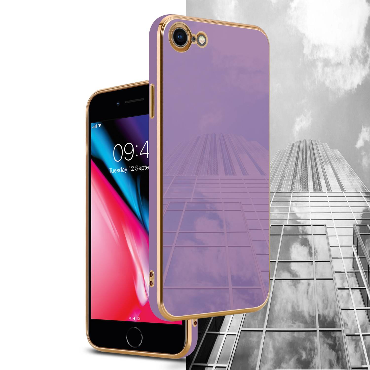 Cadorabo Schutzhülle für Apple iPhone 7 / 7S / 8 / SE 2020 Hülle in Lila Handyhülle TPU Silikon Kameraschutz Etui Case