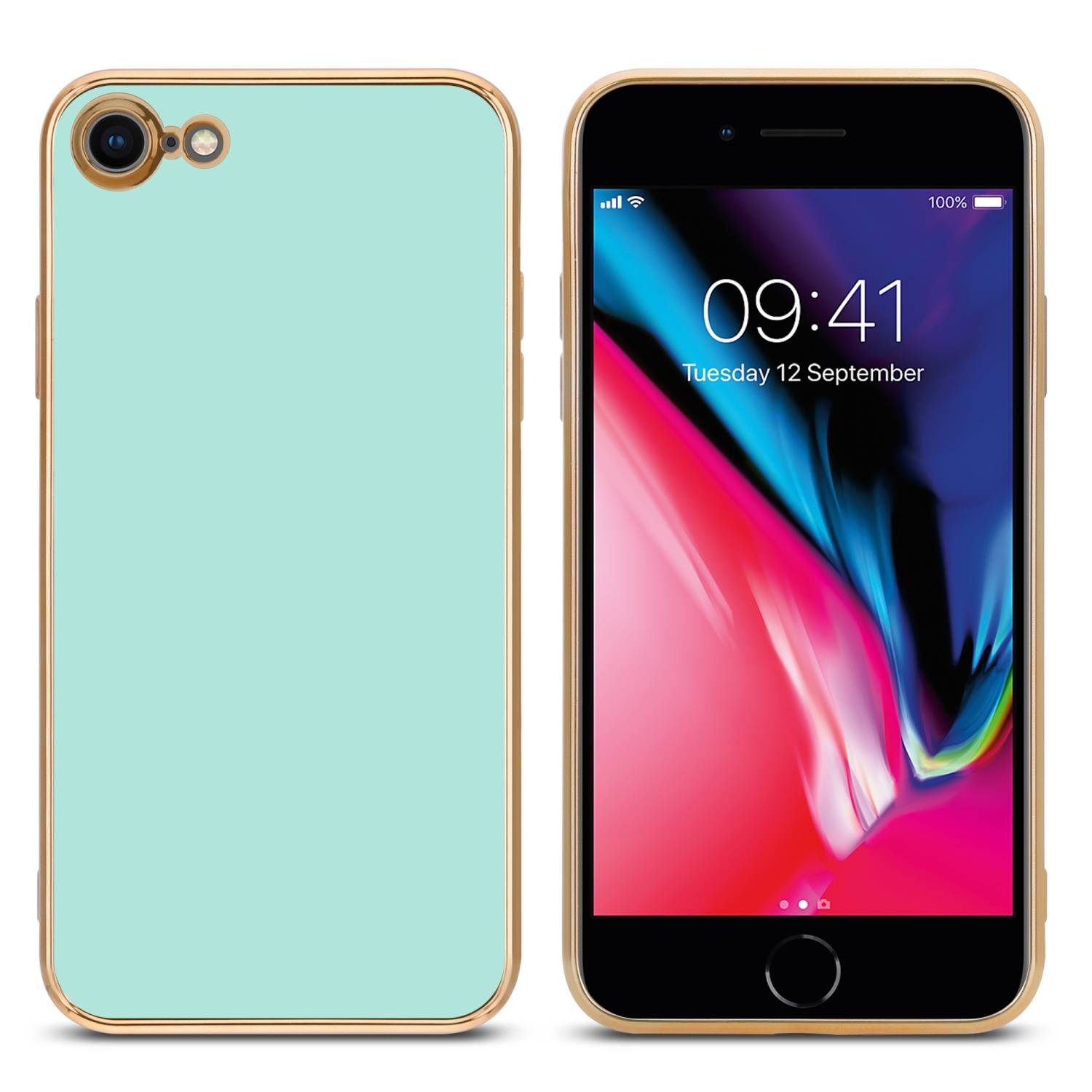 Cadorabo Schutzhülle für Apple iPhone 7 / 7S / 8 / SE 2020 Hülle in Grün Handyhülle TPU Silikon Kameraschutz Etui Case