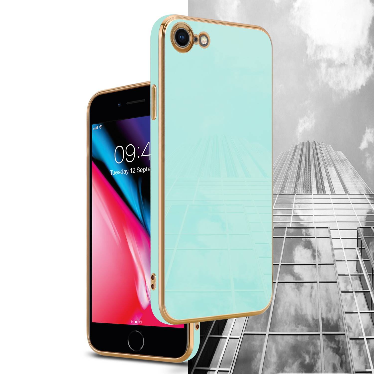 Cadorabo Schutzhülle für Apple iPhone 7 / 7S / 8 / SE 2020 Hülle in Grün Handyhülle TPU Silikon Kameraschutz Etui Case