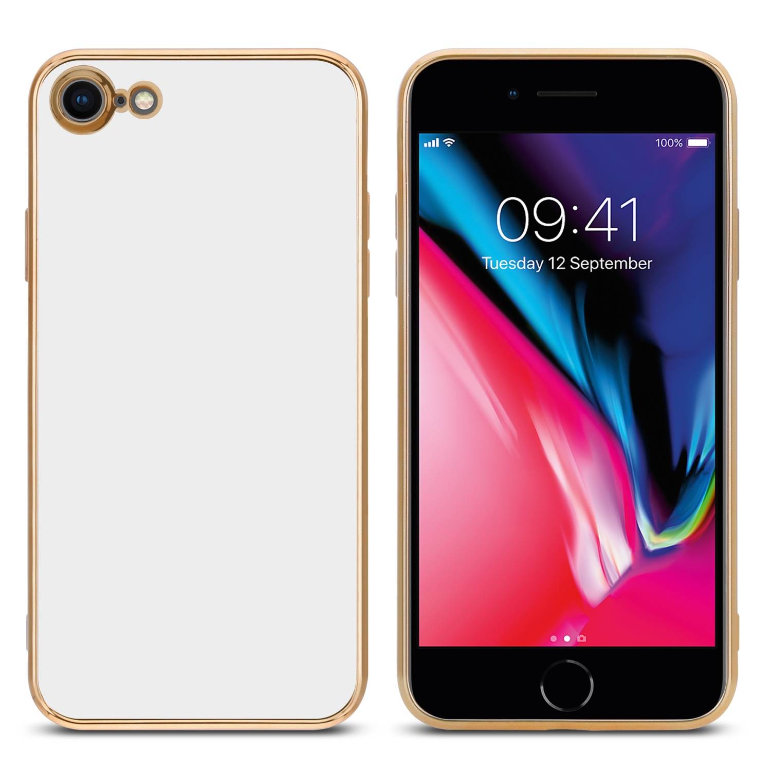 Cadorabo Schutzhülle für Apple iPhone 7 / 7S / 8 / SE 2020 Hülle in Weiß Handyhülle TPU Silikon Kameraschutz Etui Case