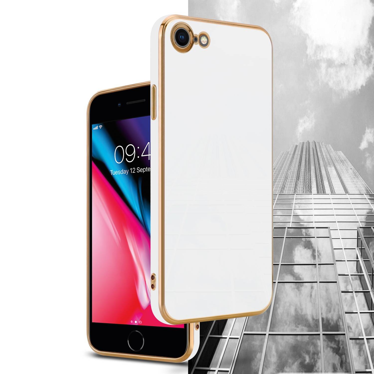 Cadorabo Schutzhülle für Apple iPhone 7 / 7S / 8 / SE 2020 Hülle in Weiß Handyhülle TPU Silikon Kameraschutz Etui Case
