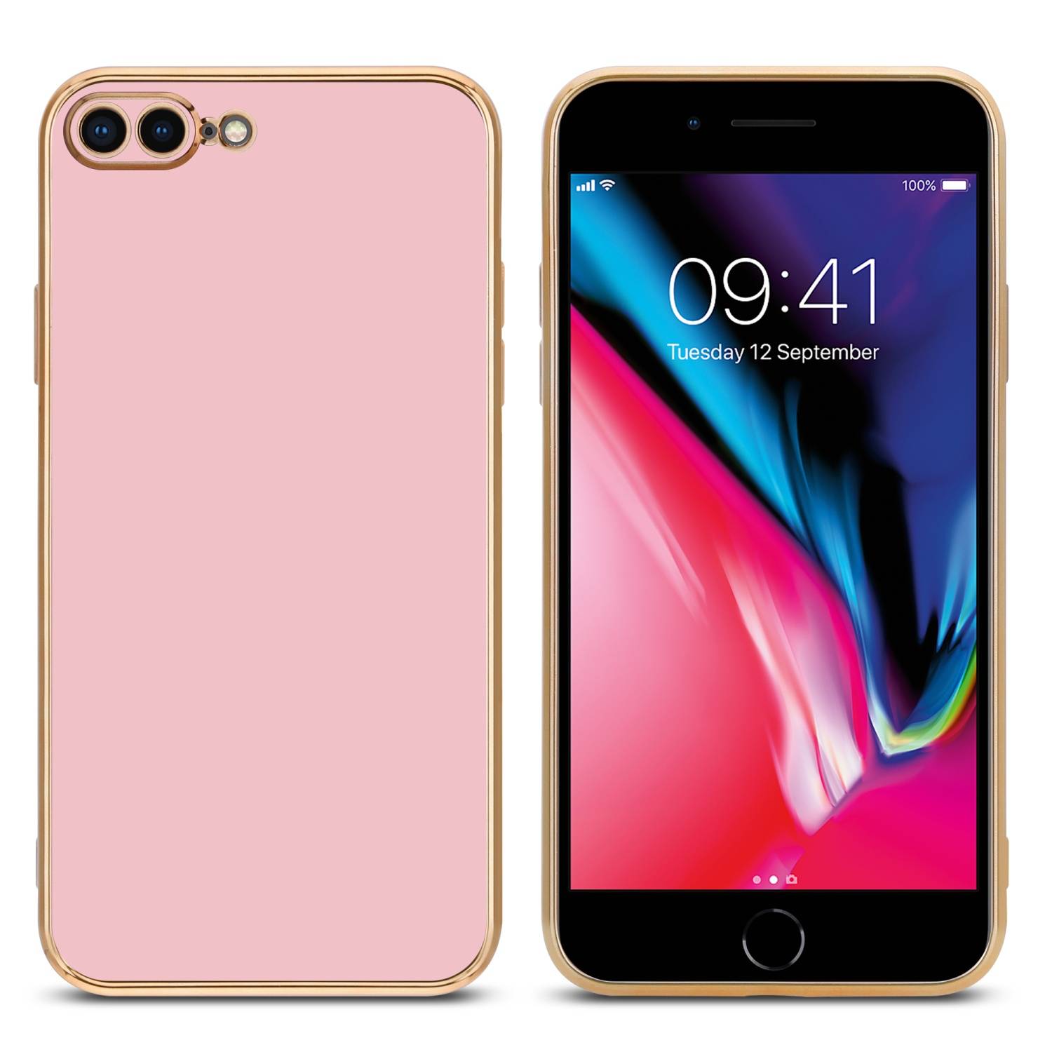Cadorabo Schutzhülle für Apple iPhone 7 PLUS / 7S PLUS / 8 PLUS Hülle in Rosa Handyhülle TPU Silikon Kameraschutz Etui
