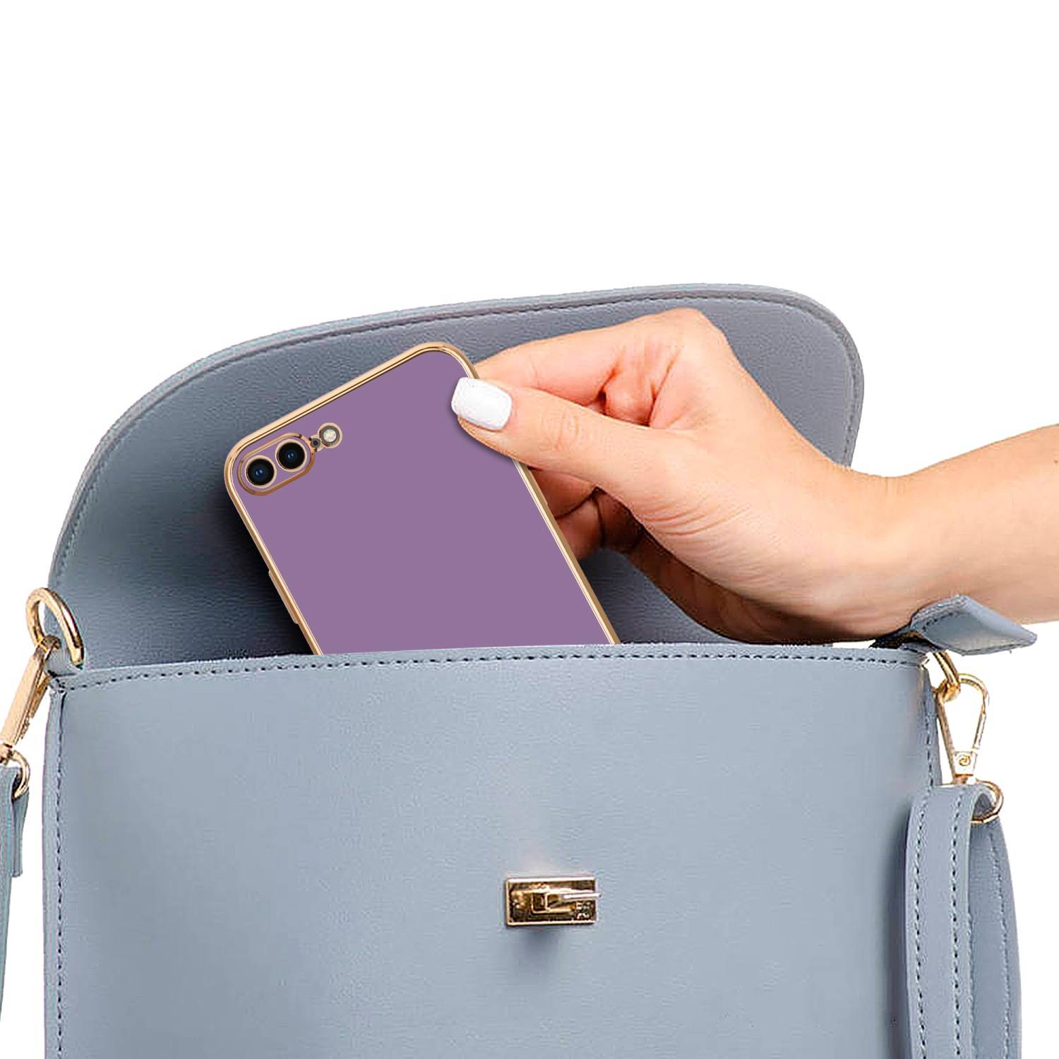 Cadorabo Schutzhülle für Apple iPhone 7 PLUS / 7S PLUS / 8 PLUS Hülle in Lila Handyhülle TPU Silikon Kameraschutz Etui