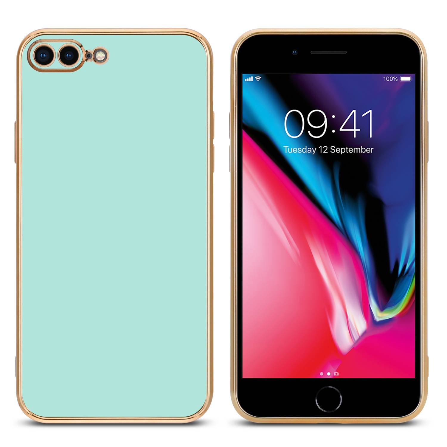Cadorabo Schutzhülle für Apple iPhone 7 PLUS / 7S PLUS / 8 PLUS Hülle in Grün Handyhülle TPU Silikon Kameraschutz Etui