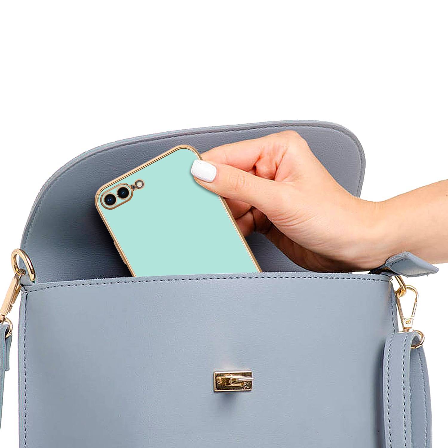 Cadorabo Schutzhülle für Apple iPhone 7 PLUS / 7S PLUS / 8 PLUS Hülle in Grün Handyhülle TPU Silikon Kameraschutz Etui
