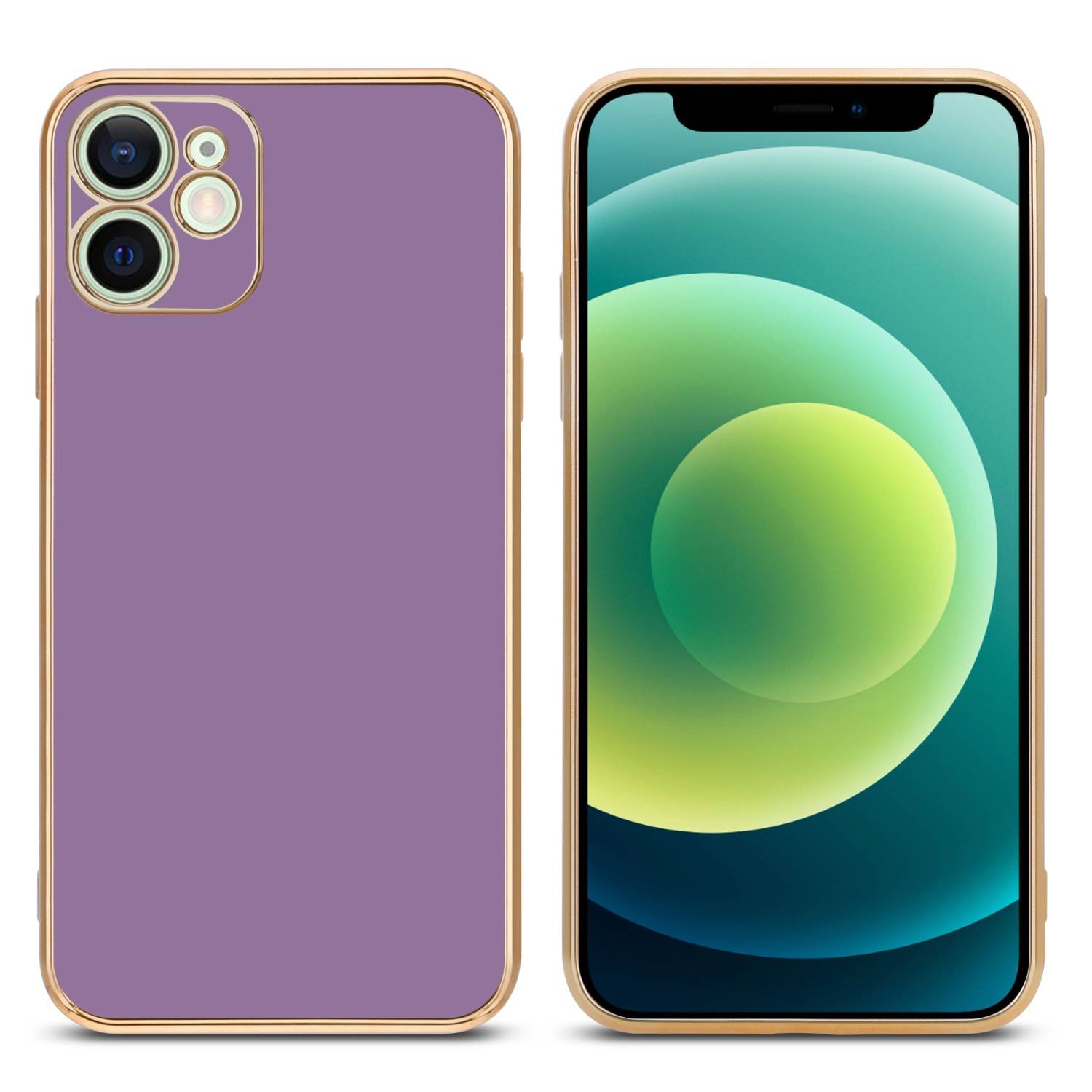 Cadorabo Schutzhülle für Apple iPhone 12 Hülle in Lila Handyhülle TPU Silikon Kameraschutz Etui Case