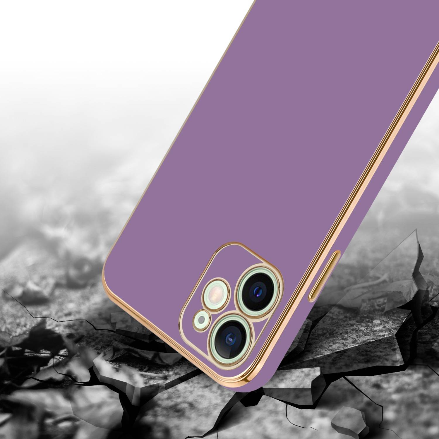 Cadorabo Schutzhülle für Apple iPhone 12 Hülle in Lila Handyhülle TPU Silikon Kameraschutz Etui Case