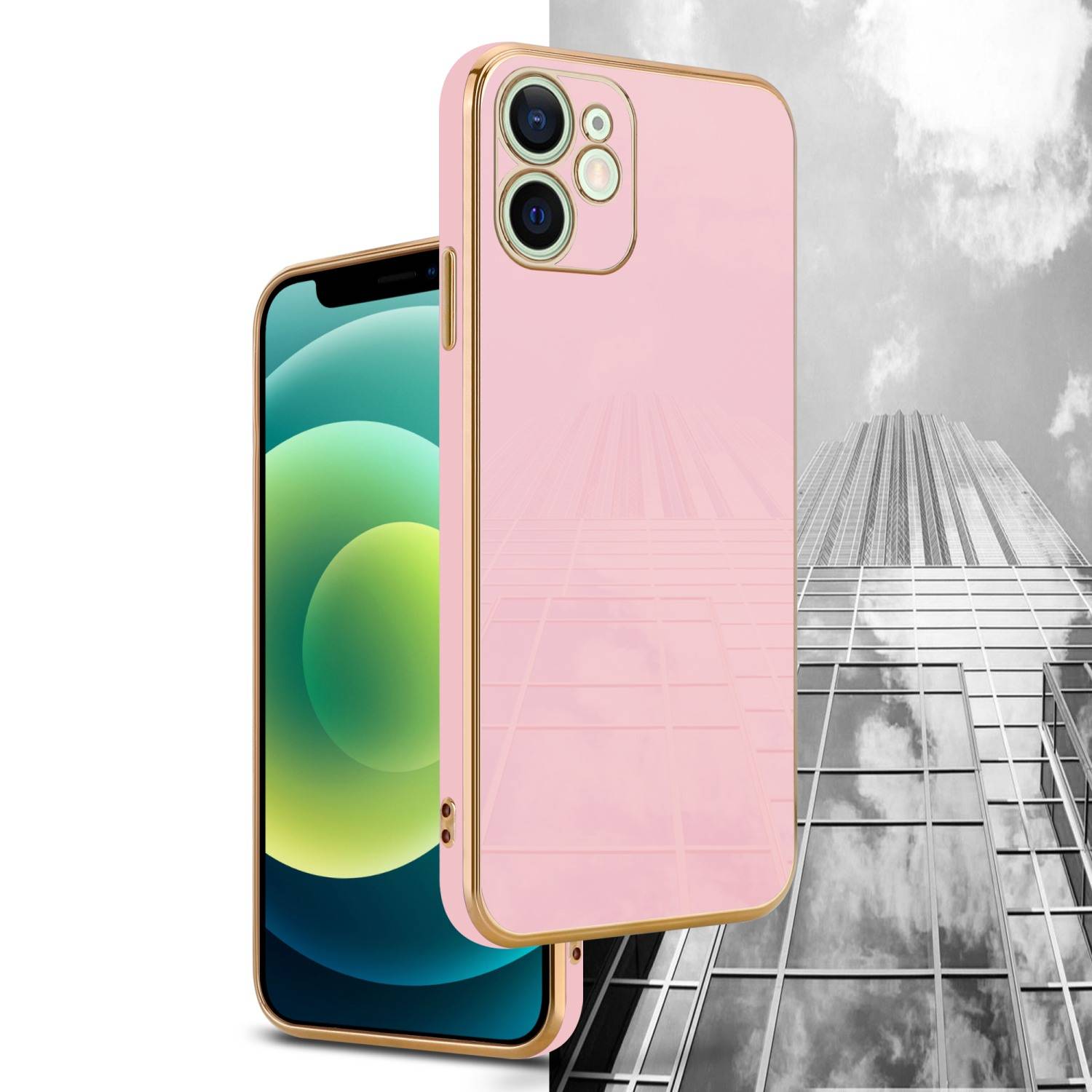 Cadorabo Schutzhülle für Apple iPhone 12 MINI Hülle in Rosa Handyhülle TPU Silikon Kameraschutz Etui Case