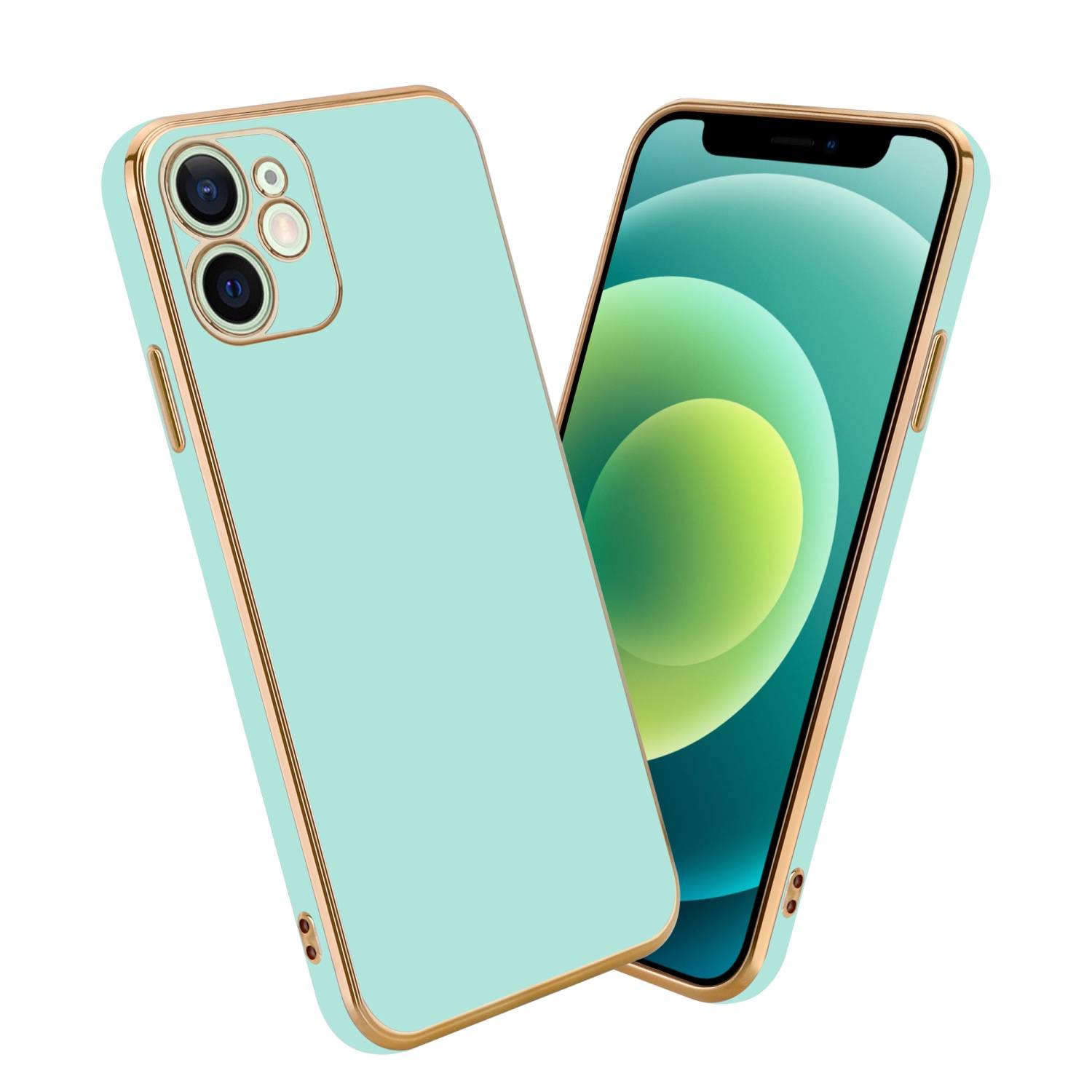 Cadorabo Schutzhülle für Apple iPhone 12 MINI Hülle in Grün Handyhülle TPU Silikon Kameraschutz Etui Case