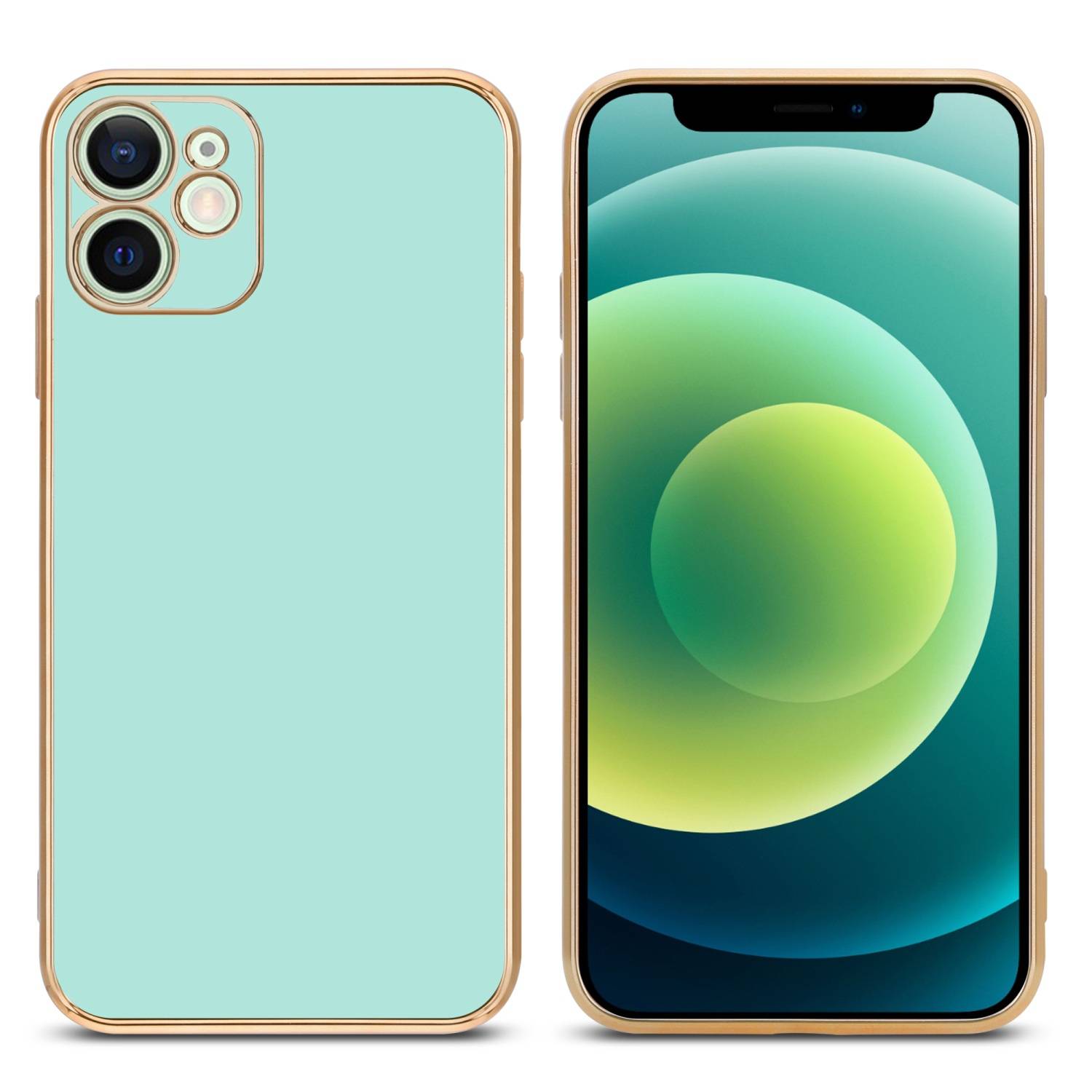 Cadorabo Schutzhülle für Apple iPhone 12 MINI Hülle in Grün Handyhülle TPU Silikon Kameraschutz Etui Case