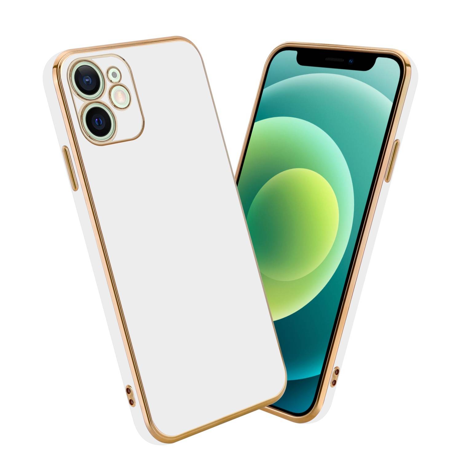 Cadorabo Schutzhülle für Apple iPhone 12 MINI Hülle in Weiß Handyhülle TPU Silikon Kameraschutz Etui Case
