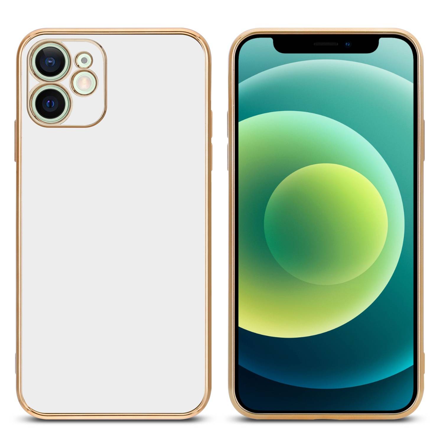 Cadorabo Schutzhülle für Apple iPhone 12 MINI Hülle in Weiß Handyhülle TPU Silikon Kameraschutz Etui Case