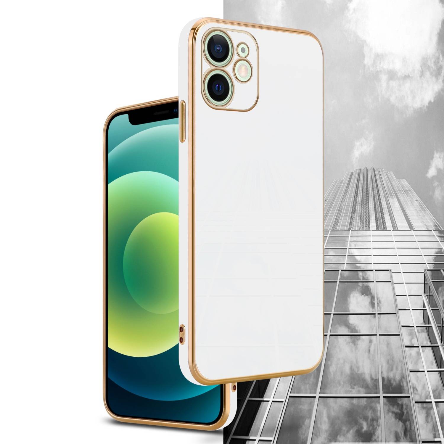 Cadorabo Schutzhülle für Apple iPhone 12 MINI Hülle in Weiß Handyhülle TPU Silikon Kameraschutz Etui Case