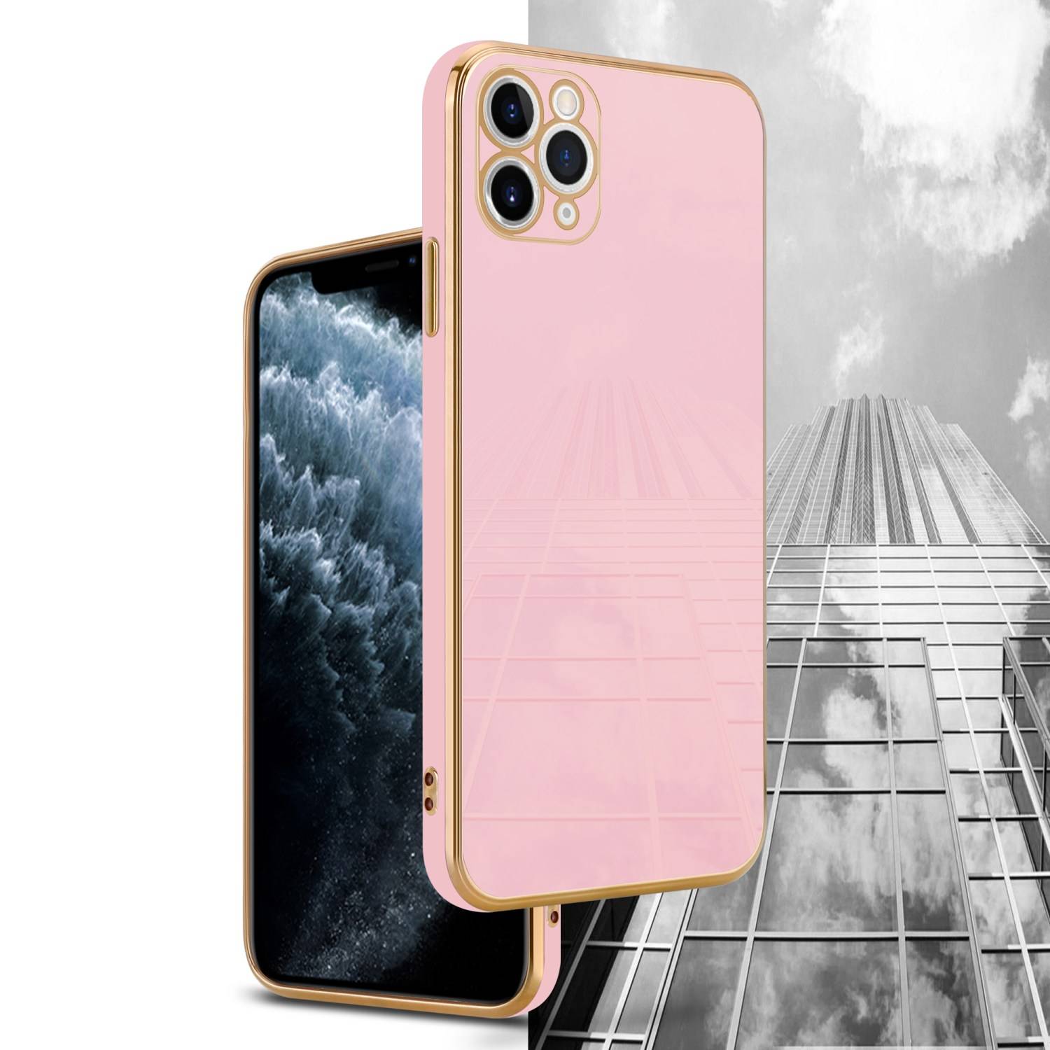 Cadorabo Schutzhülle für Apple iPhone 12 PRO MAX Hülle in Rosa Handyhülle TPU Silikon Kameraschutz Etui Case