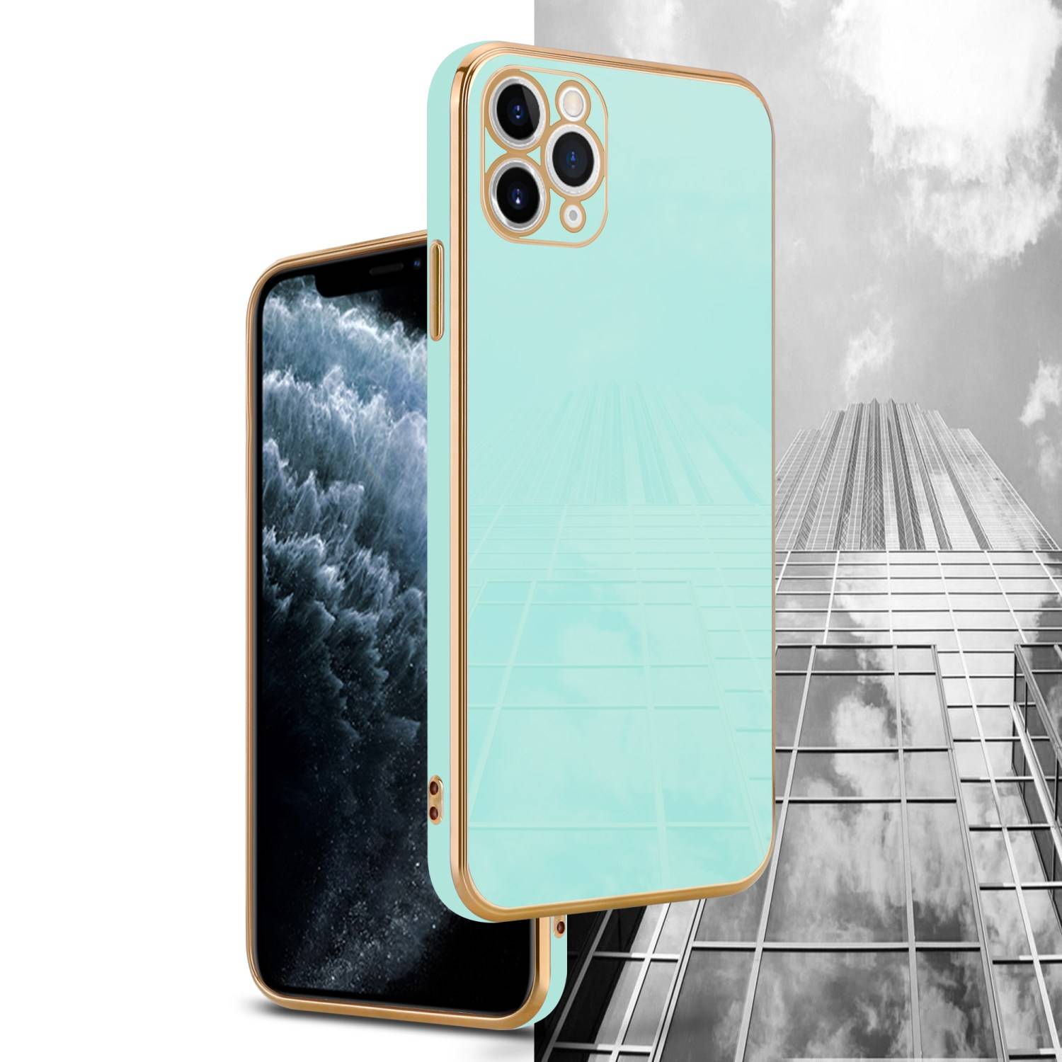 Cadorabo Schutzhülle für Apple iPhone 12 PRO MAX Hülle in Grün Handyhülle TPU Silikon Kameraschutz Etui Case