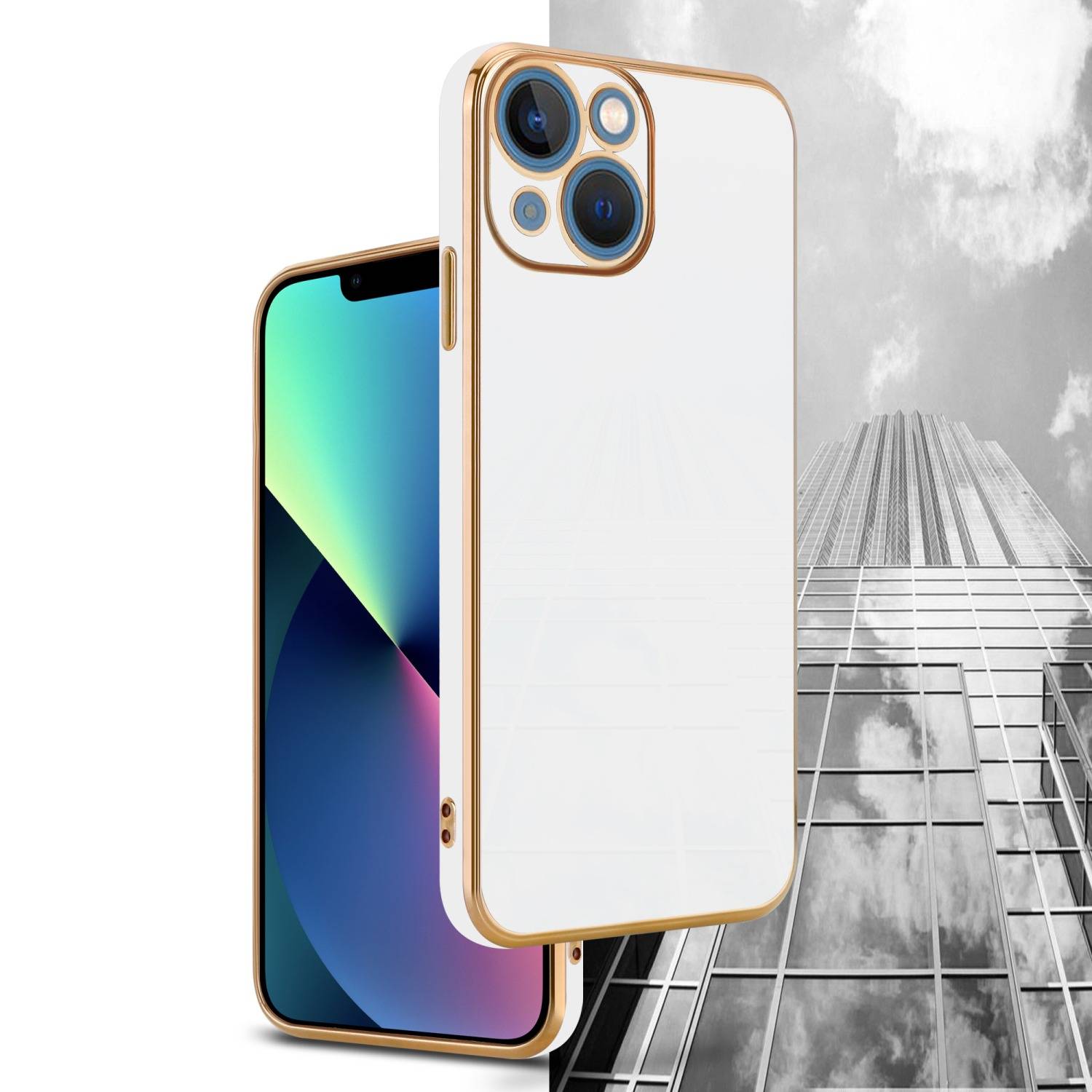 Cadorabo Schutzhülle für Apple iPhone 13 Hülle in Weiß Handyhülle TPU Silikon Kameraschutz Etui Case