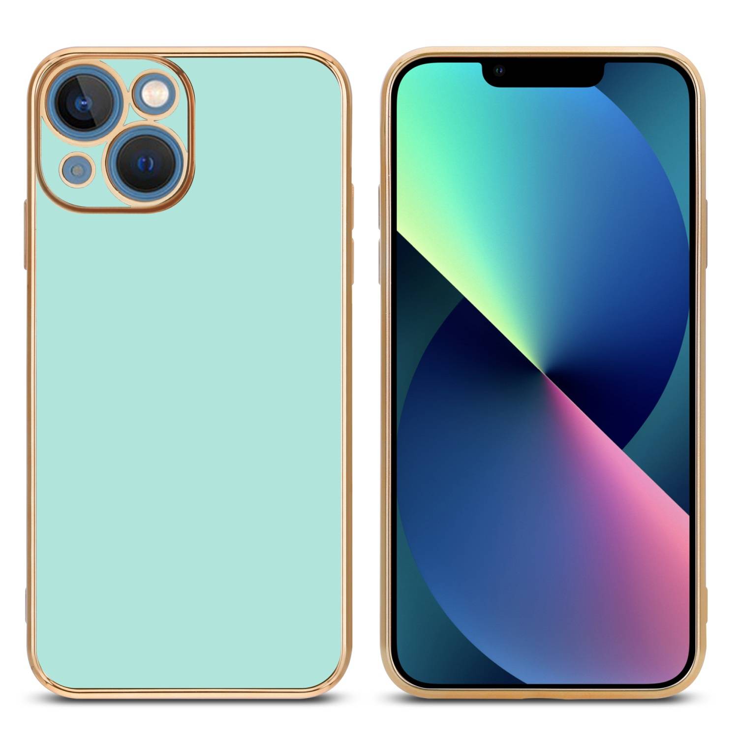 Cadorabo Schutzhülle für Apple iPhone 13 MINI Hülle in Grün Handyhülle TPU Silikon Kameraschutz Etui Case