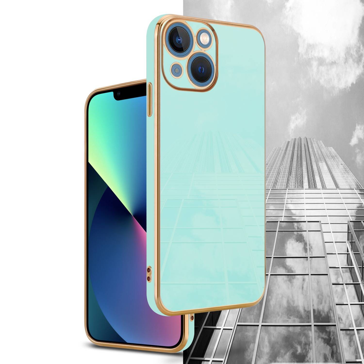 Cadorabo Schutzhülle für Apple iPhone 13 MINI Hülle in Grün Handyhülle TPU Silikon Kameraschutz Etui Case