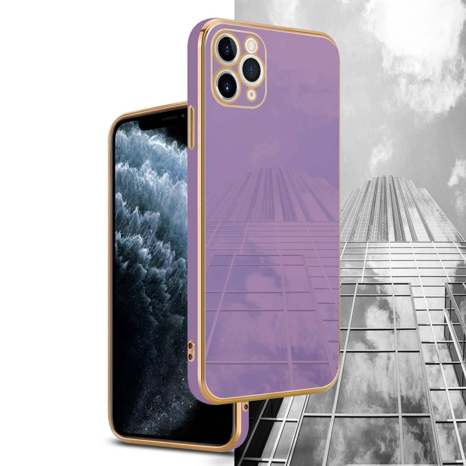 Cadorabo Schutzhülle für Apple iPhone 13 PRO Hülle in Lila Handyhülle TPU Silikon Kameraschutz Etui Case