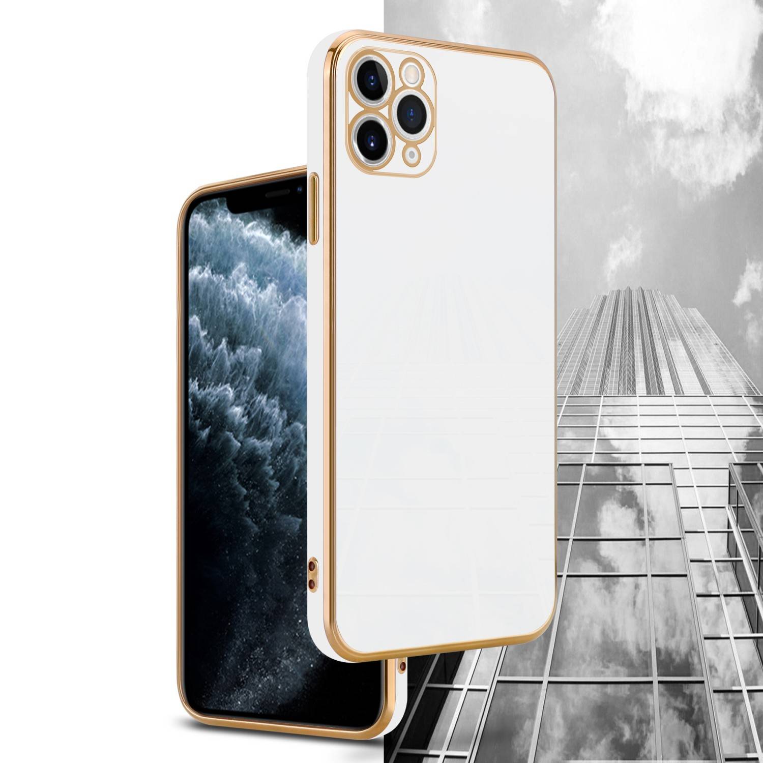 Cadorabo Schutzhülle für Apple iPhone 13 PRO Hülle in Weiß Handyhülle TPU Silikon Kameraschutz Etui Case