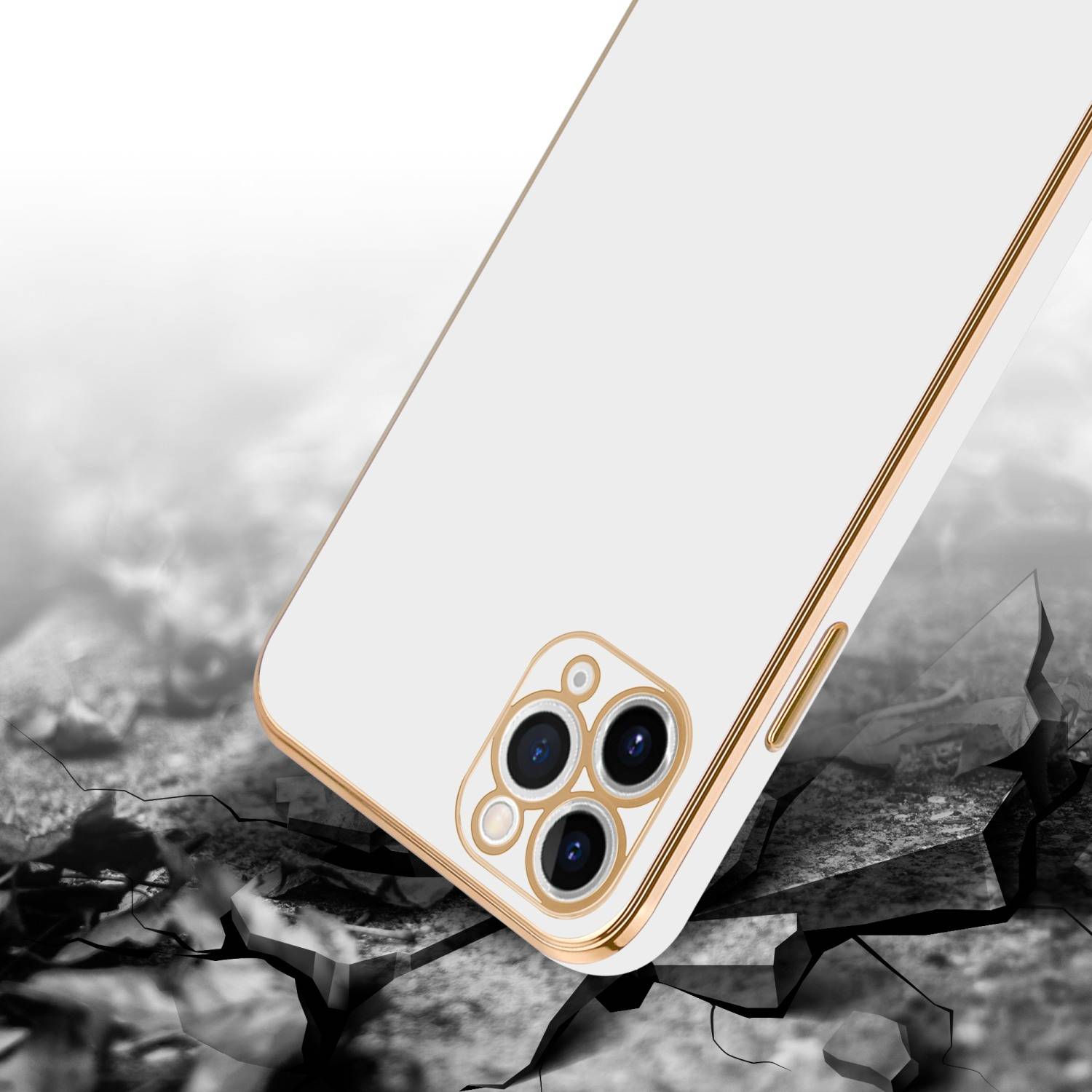 Cadorabo Schutzhülle für Apple iPhone 13 PRO Hülle in Weiß Handyhülle TPU Silikon Kameraschutz Etui Case