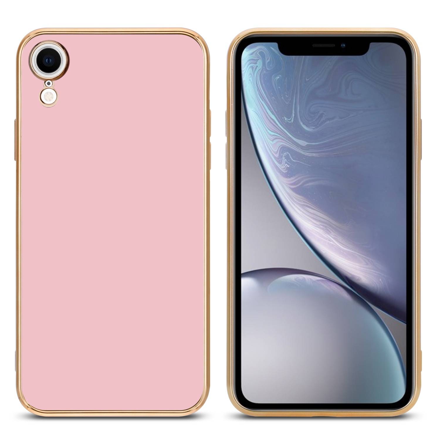 Cadorabo Schutzhülle für Apple iPhone XR Hülle in Rosa Handyhülle TPU Silikon Kameraschutz Etui Case