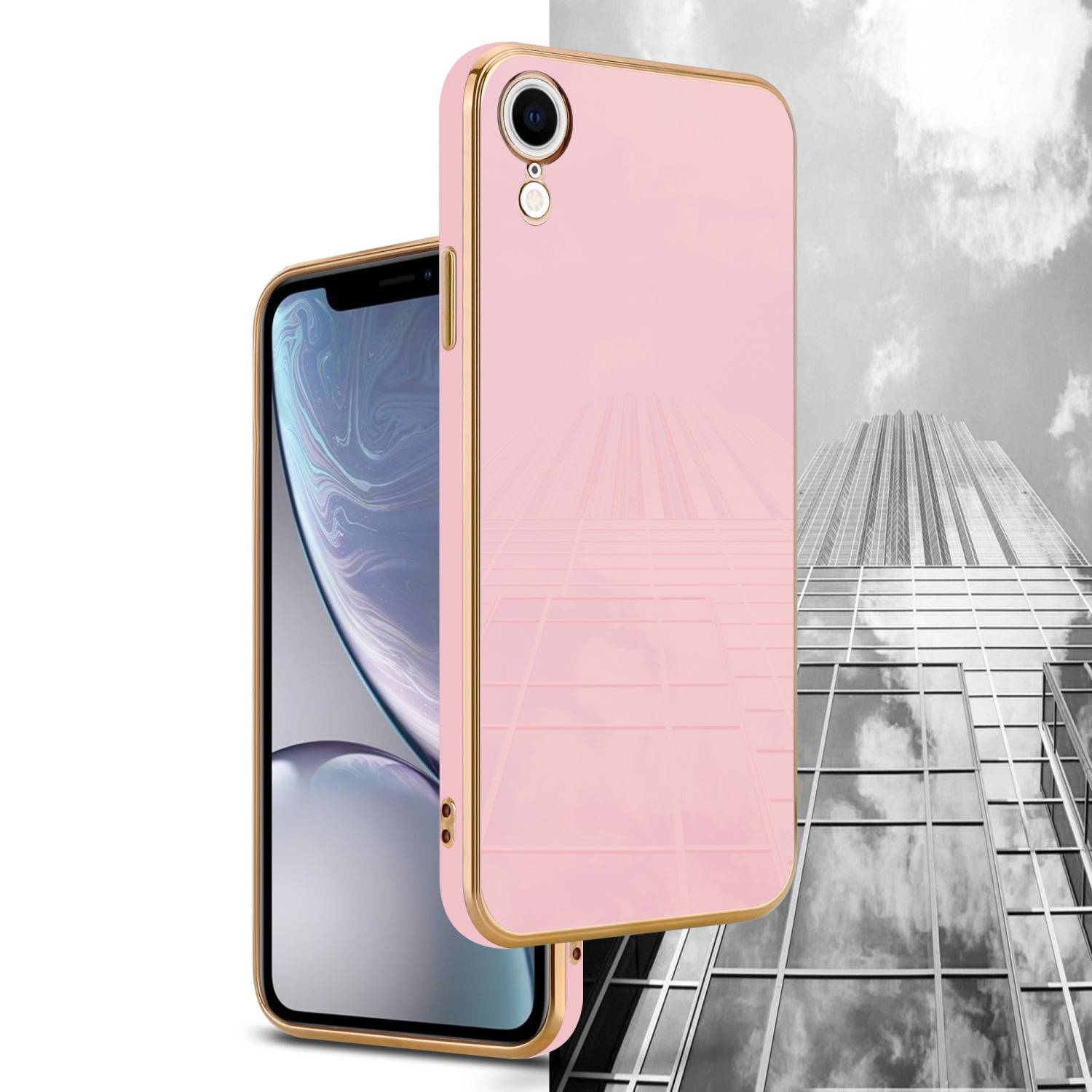 Cadorabo Schutzhülle für Apple iPhone XR Hülle in Rosa Handyhülle TPU Silikon Kameraschutz Etui Case