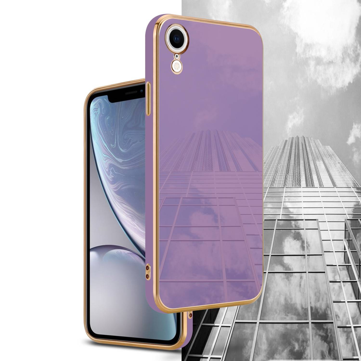 Cadorabo Schutzhülle für Apple iPhone XR Hülle in Lila Handyhülle TPU Silikon Kameraschutz Etui Case