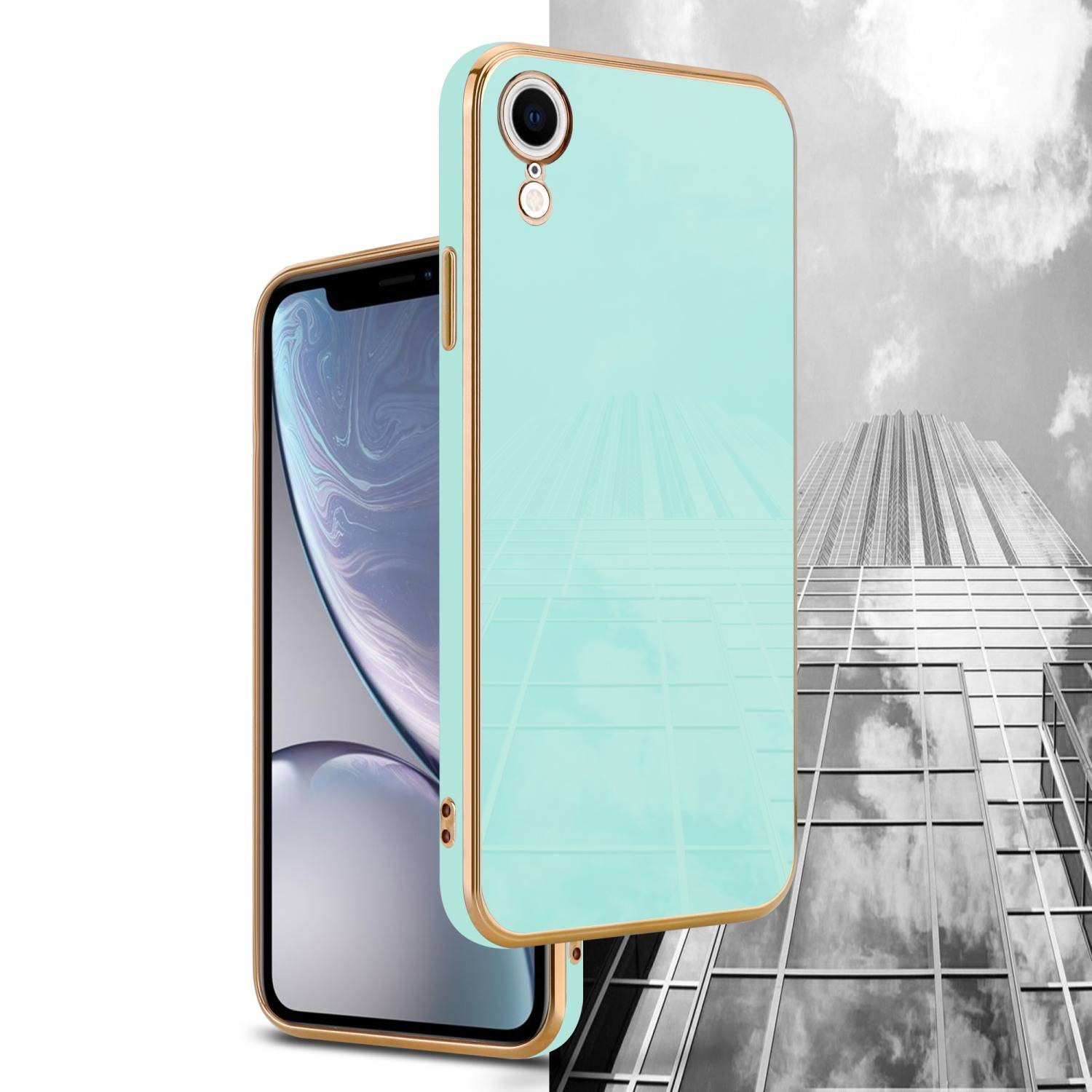 Cadorabo Schutzhülle für Apple iPhone XR Hülle in Grün Handyhülle TPU Silikon Kameraschutz Etui Case