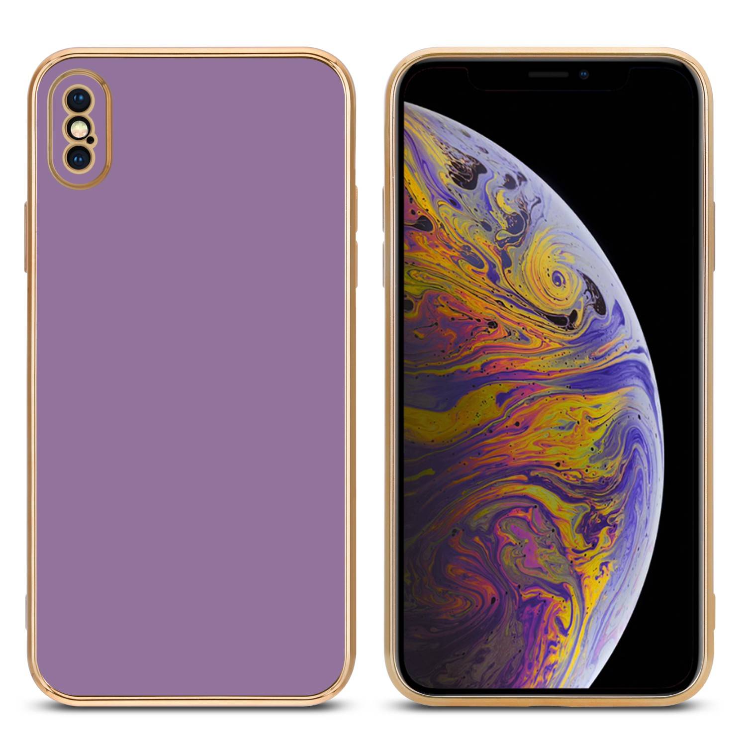 Cadorabo Schutzhülle für Apple iPhone XS MAX Hülle in Lila Handyhülle TPU Silikon Kameraschutz Etui Case
