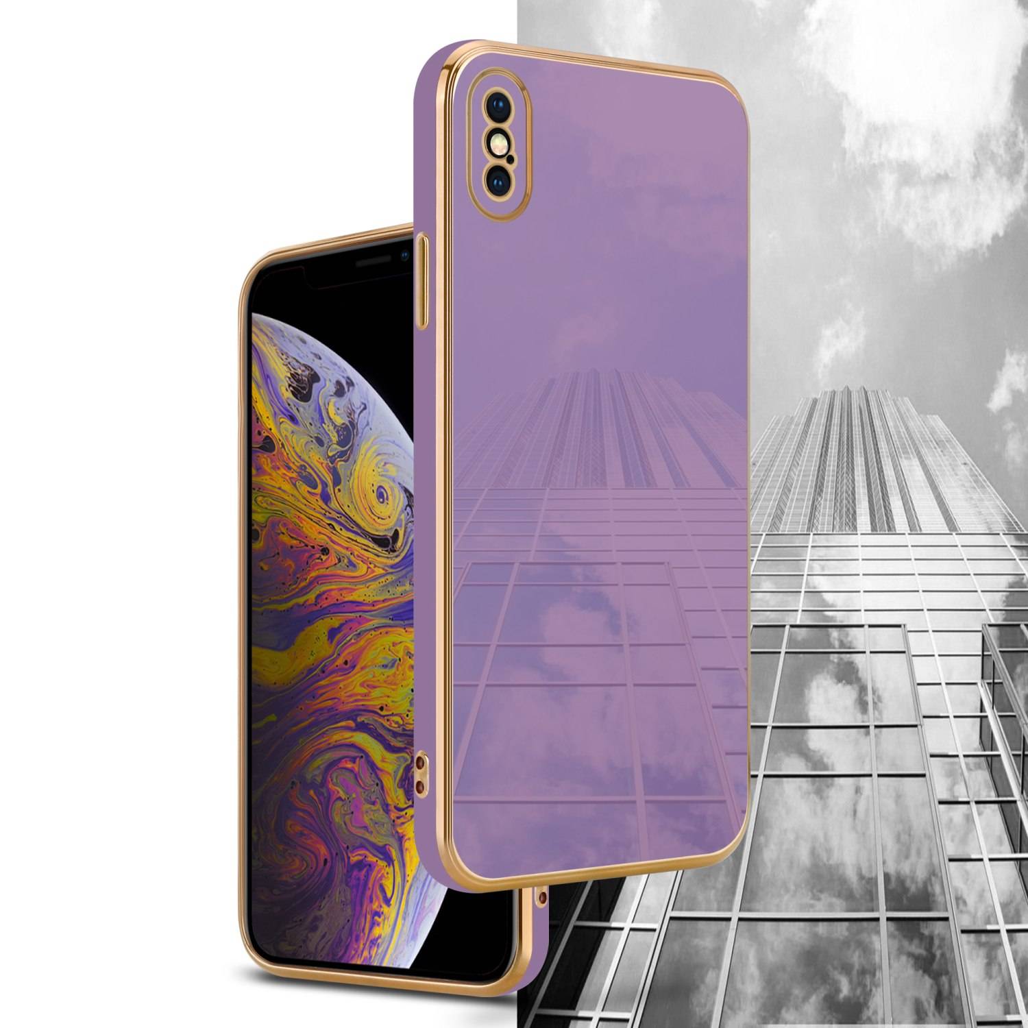 Cadorabo Schutzhülle für Apple iPhone XS MAX Hülle in Lila Handyhülle TPU Silikon Kameraschutz Etui Case