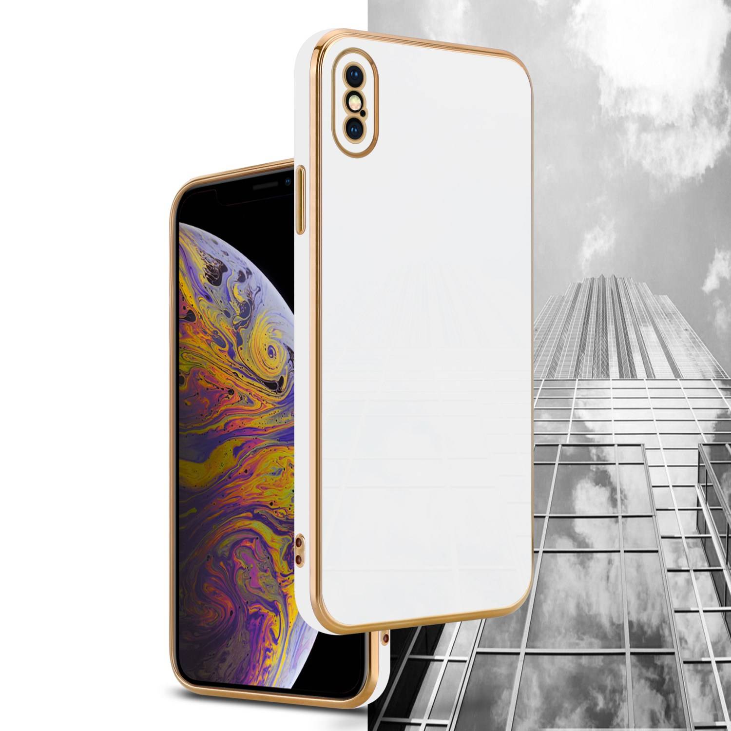 Cadorabo Schutzhülle für Apple iPhone XS MAX Hülle in Weiß Handyhülle TPU Silikon Kameraschutz Etui Case