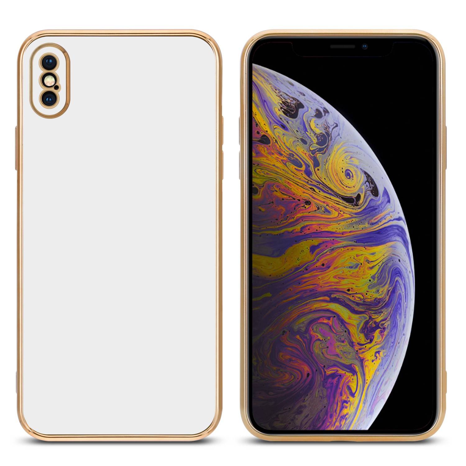 Cadorabo Schutzhülle für Apple iPhone XS MAX Hülle in Weiß Handyhülle TPU Silikon Kameraschutz Etui Case