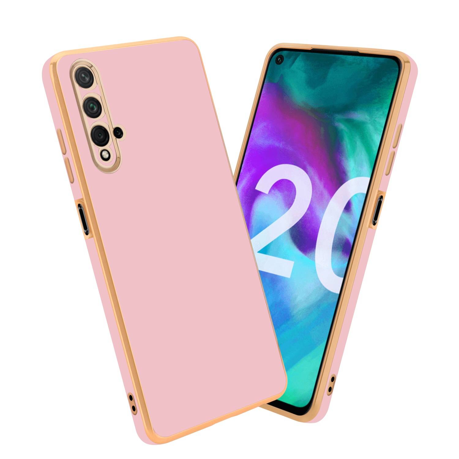 Cadorabo Schutzhülle für Honor 20 / 20S / Huawei NOVA 5T Hülle in Rosa Handyhülle TPU Silikon Kameraschutz Etui Case
