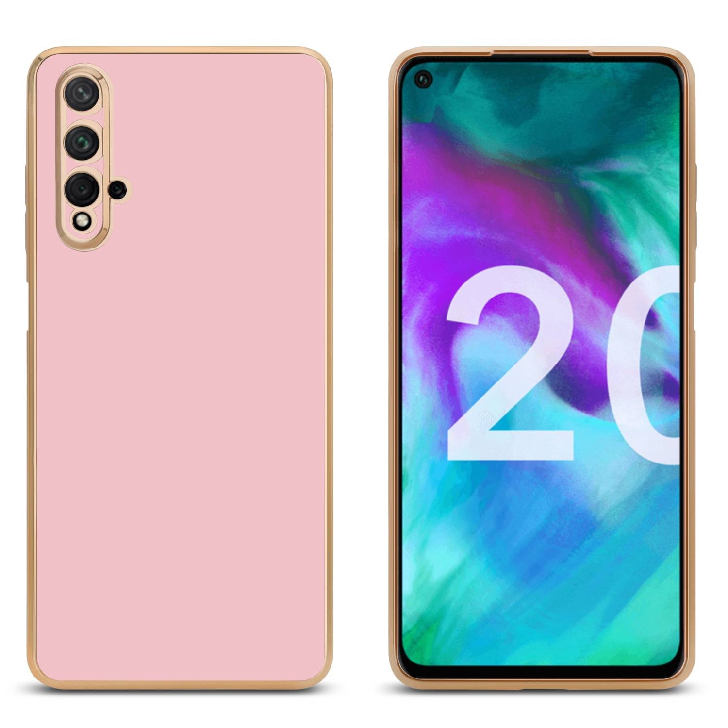 Cadorabo Schutzhülle für Honor 20 / 20S / Huawei NOVA 5T Hülle in Rosa Handyhülle TPU Silikon Kameraschutz Etui Case
