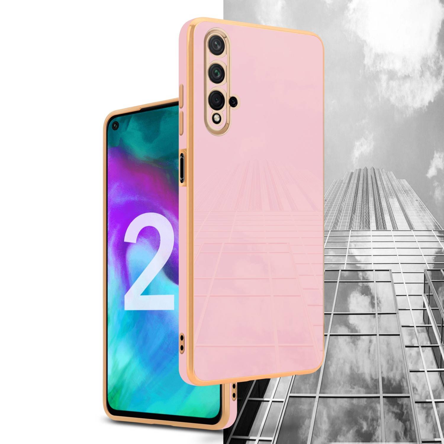Cadorabo Schutzhülle für Honor 20 / 20S / Huawei NOVA 5T Hülle in Rosa Handyhülle TPU Silikon Kameraschutz Etui Case