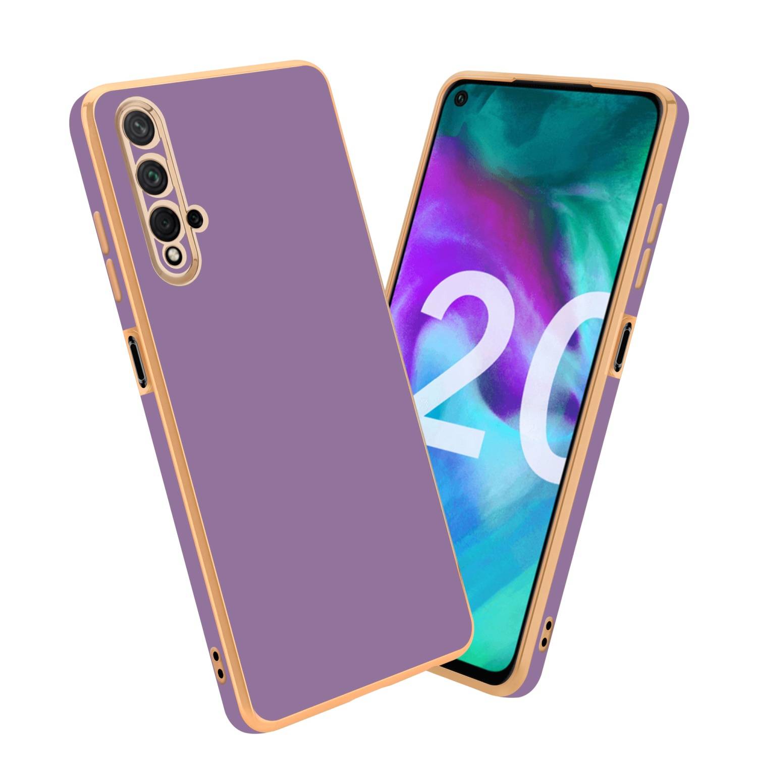 Cadorabo Schutzhülle für Honor 20 / 20S / Huawei NOVA 5T Hülle in Lila Handyhülle TPU Silikon Kameraschutz Etui Case