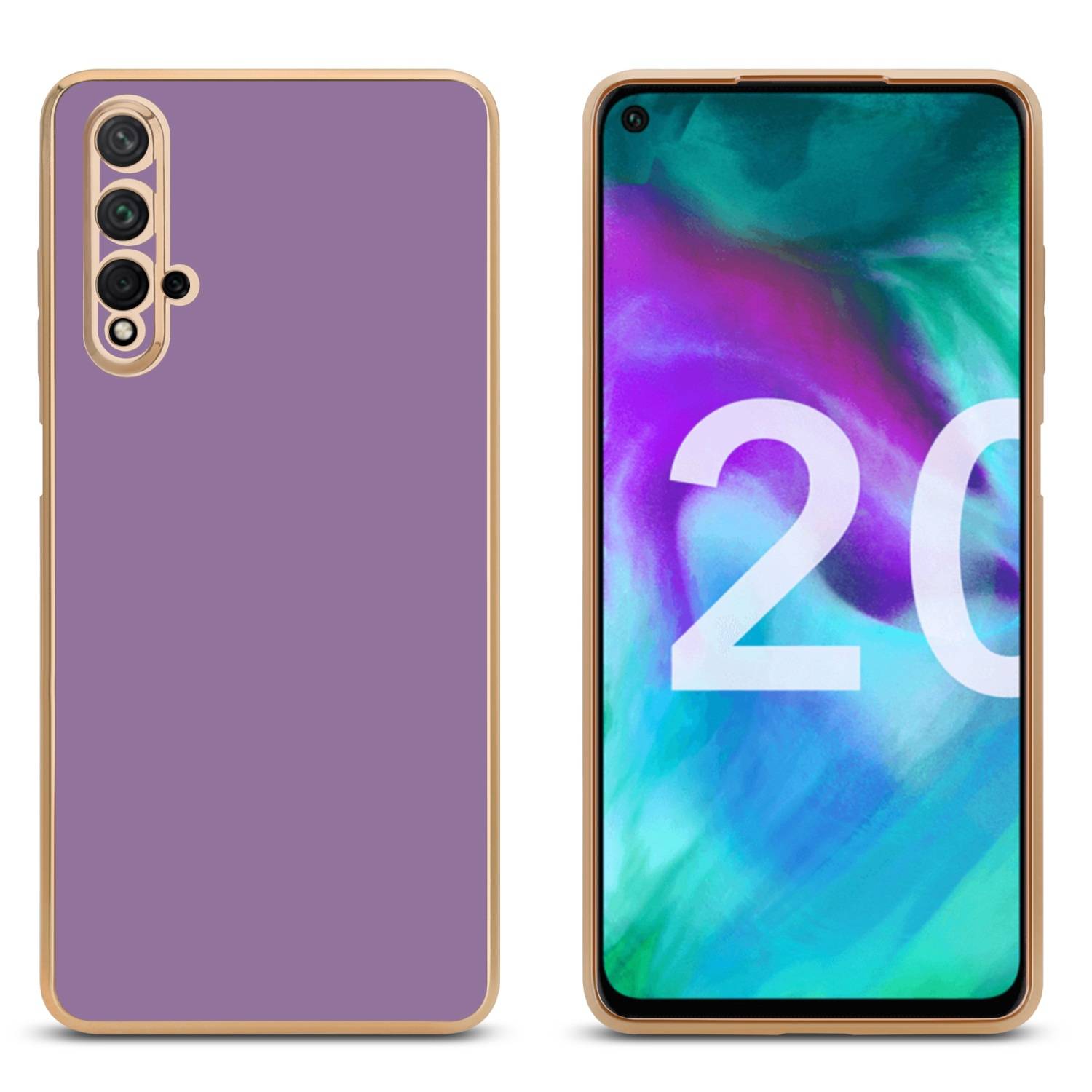 Cadorabo Schutzhülle für Honor 20 / 20S / Huawei NOVA 5T Hülle in Lila Handyhülle TPU Silikon Kameraschutz Etui Case