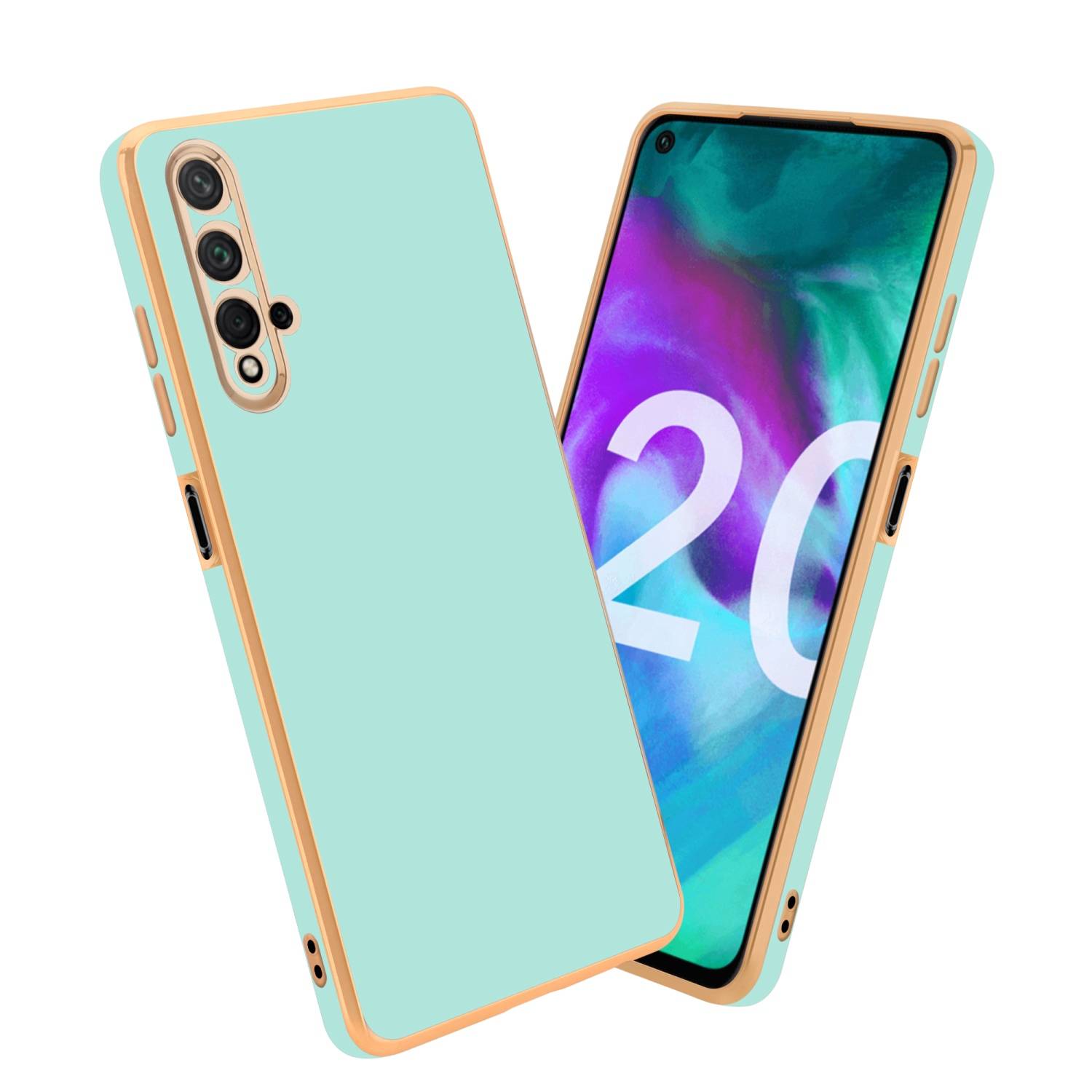 Cadorabo Schutzhülle für Honor 20 / 20S / Huawei NOVA 5T Hülle in Grün Handyhülle TPU Silikon Kameraschutz Etui Case