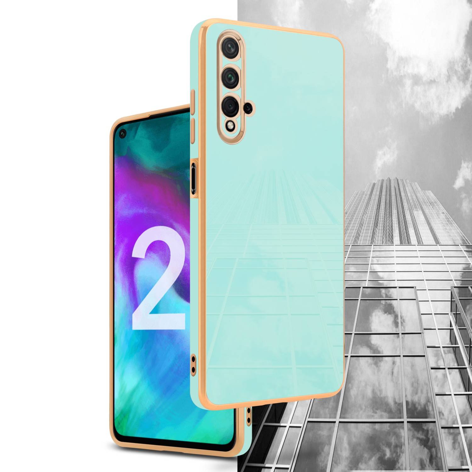 Cadorabo Schutzhülle für Honor 20 / 20S / Huawei NOVA 5T Hülle in Grün Handyhülle TPU Silikon Kameraschutz Etui Case