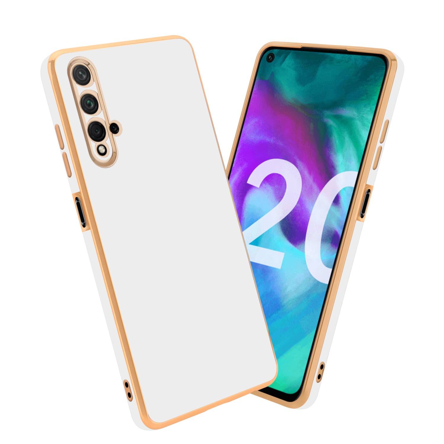 Cadorabo Schutzhülle für Honor 20 / 20S / Huawei NOVA 5T Hülle in Weiß Handyhülle TPU Silikon Kameraschutz Etui Case