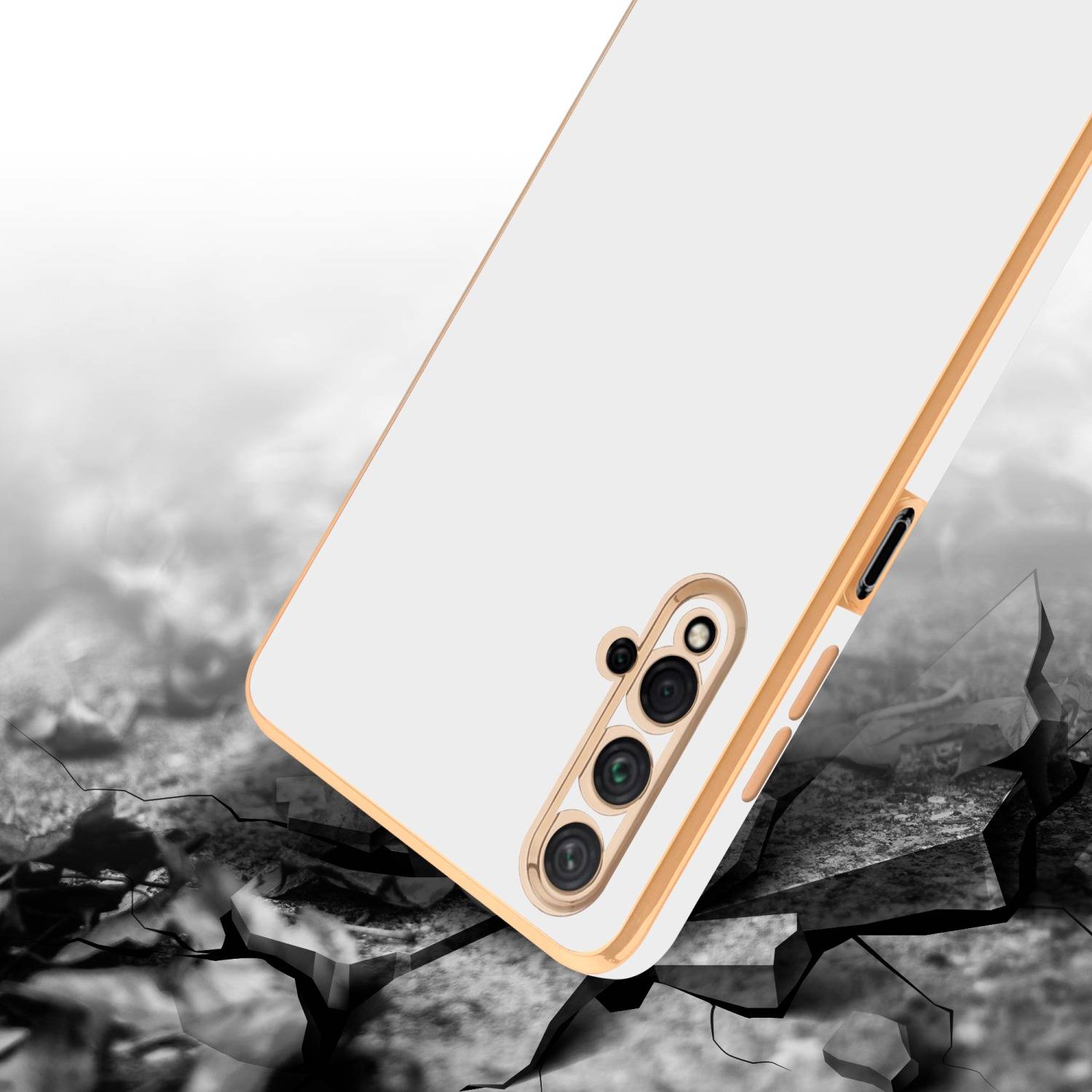 Cadorabo Schutzhülle für Honor 20 / 20S / Huawei NOVA 5T Hülle in Weiß Handyhülle TPU Silikon Kameraschutz Etui Case