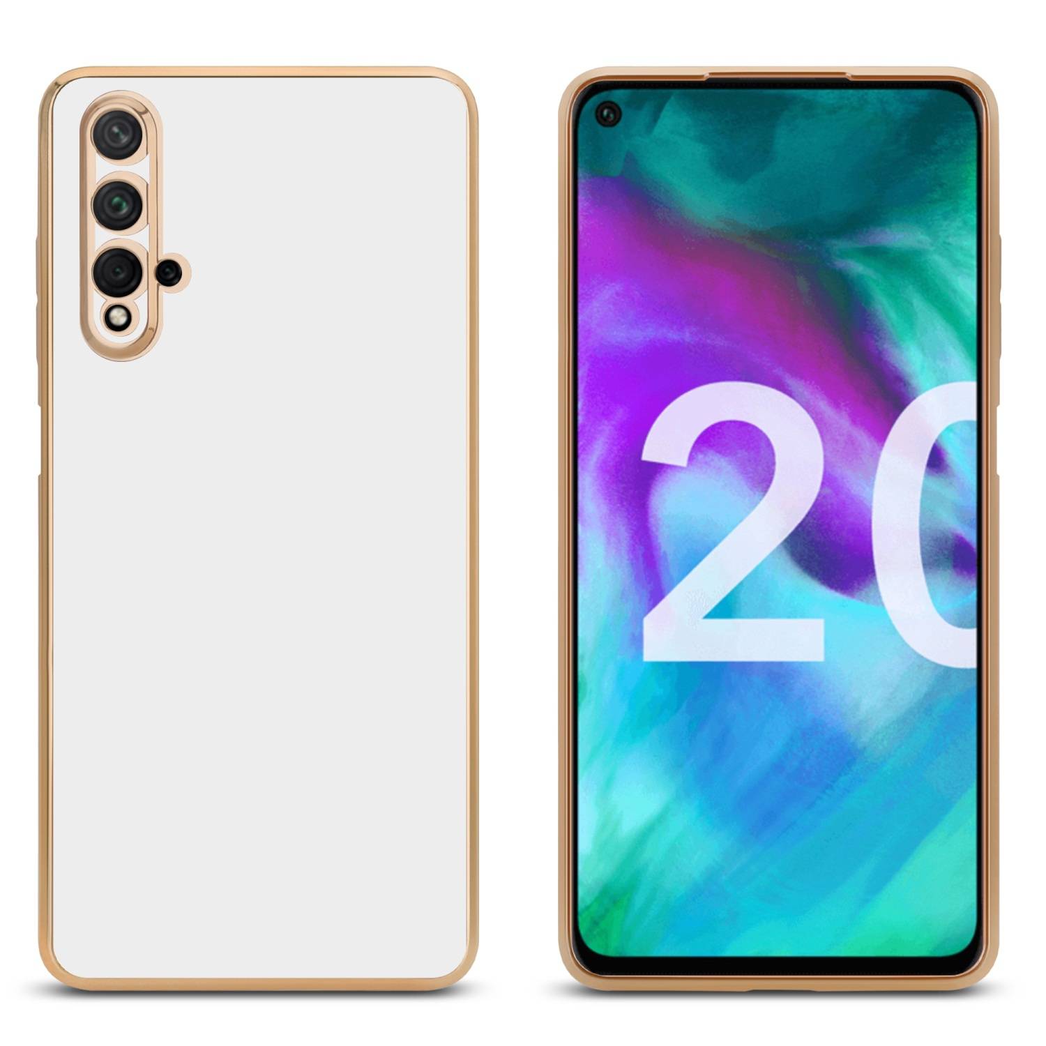Cadorabo Schutzhülle für Honor 20 / 20S / Huawei NOVA 5T Hülle in Weiß Handyhülle TPU Silikon Kameraschutz Etui Case