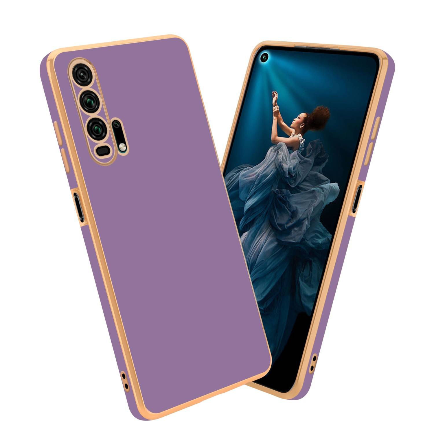 Cadorabo Schutzhülle für Honor 20 PRO Hülle in Lila Handyhülle TPU Silikon Kameraschutz Etui Case