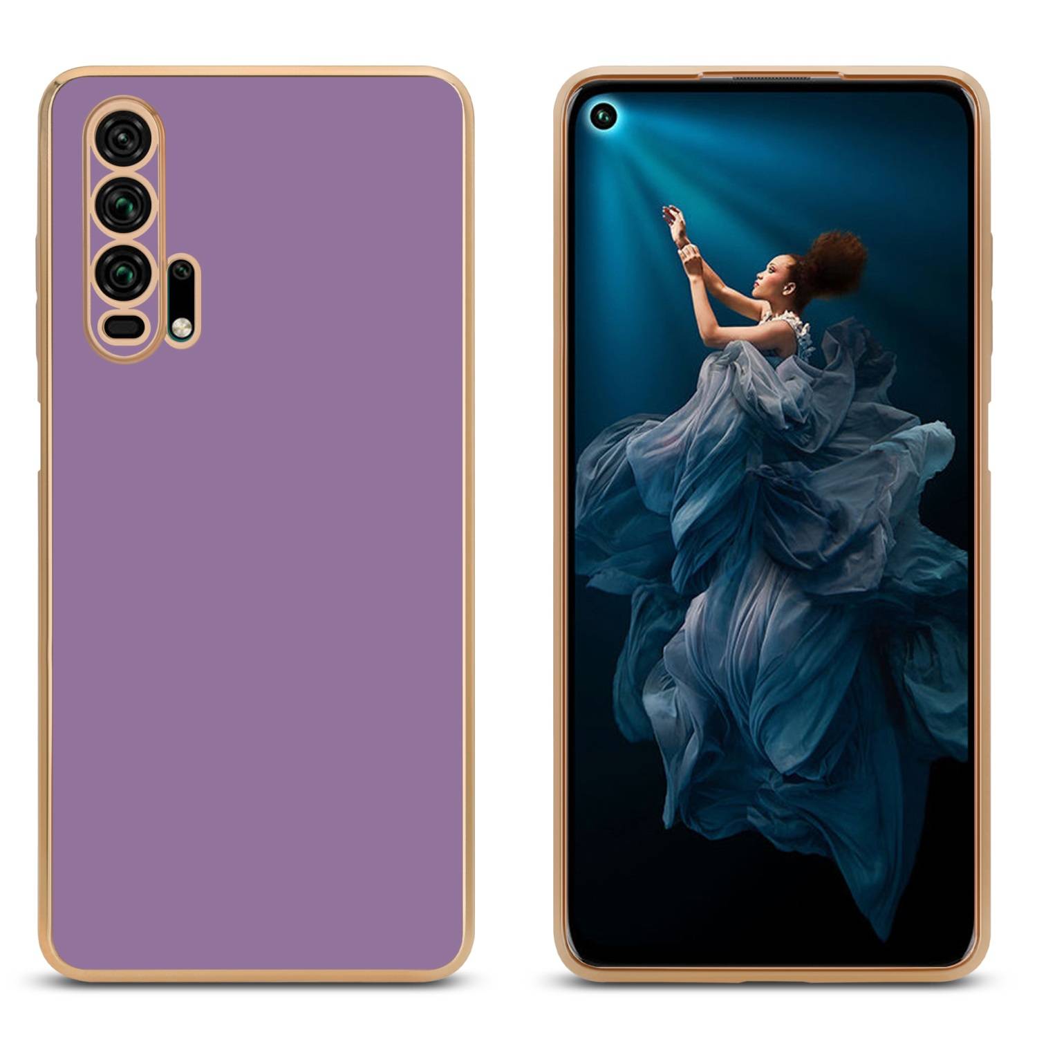 Cadorabo Schutzhülle für Honor 20 PRO Hülle in Lila Handyhülle TPU Silikon Kameraschutz Etui Case