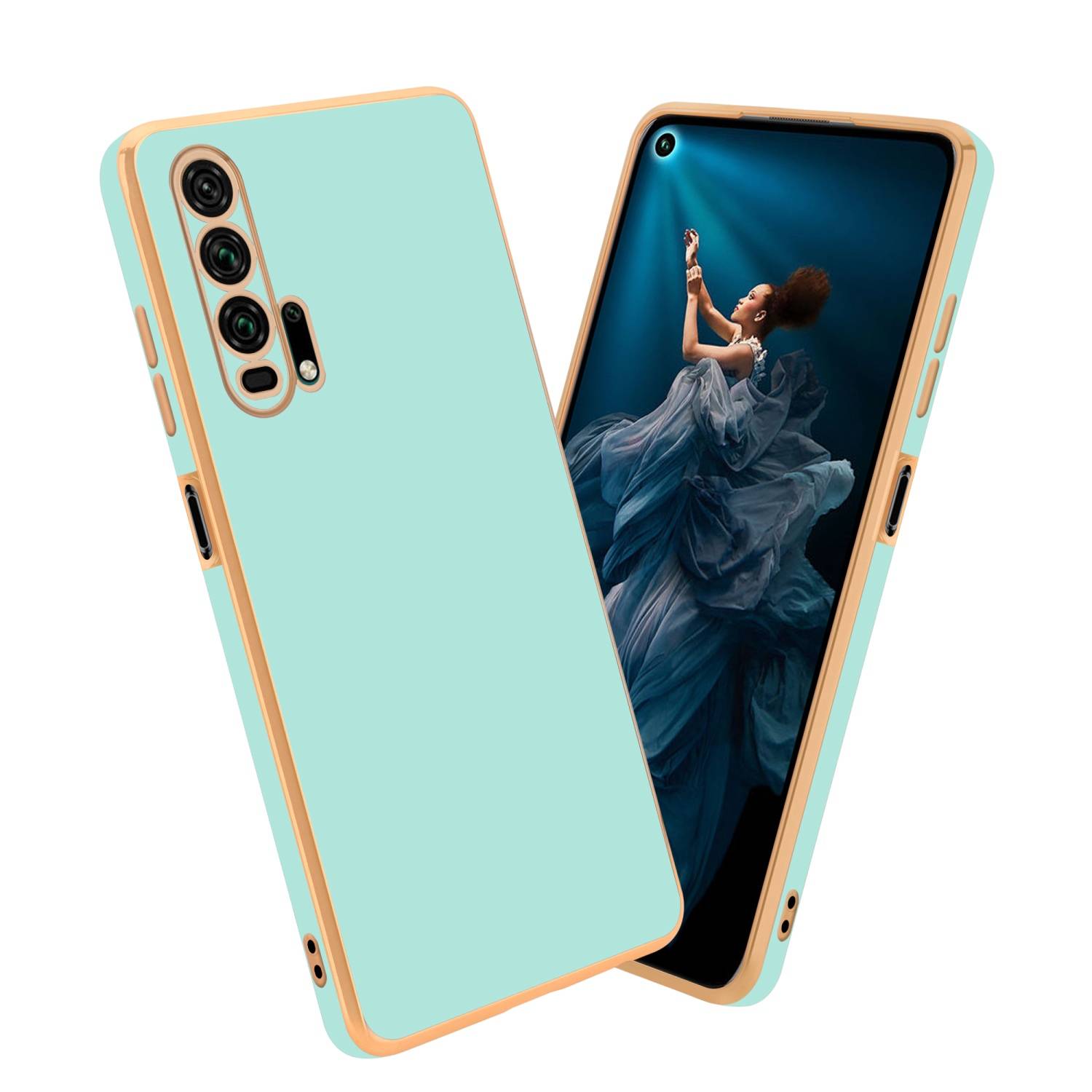 Cadorabo Schutzhülle für Honor 20 PRO Hülle in Grün Handyhülle TPU Silikon Kameraschutz Etui Case